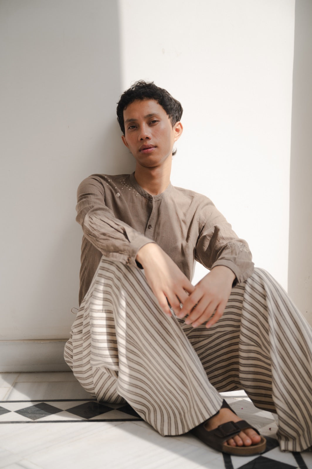 Band Collar Shibori Shirt