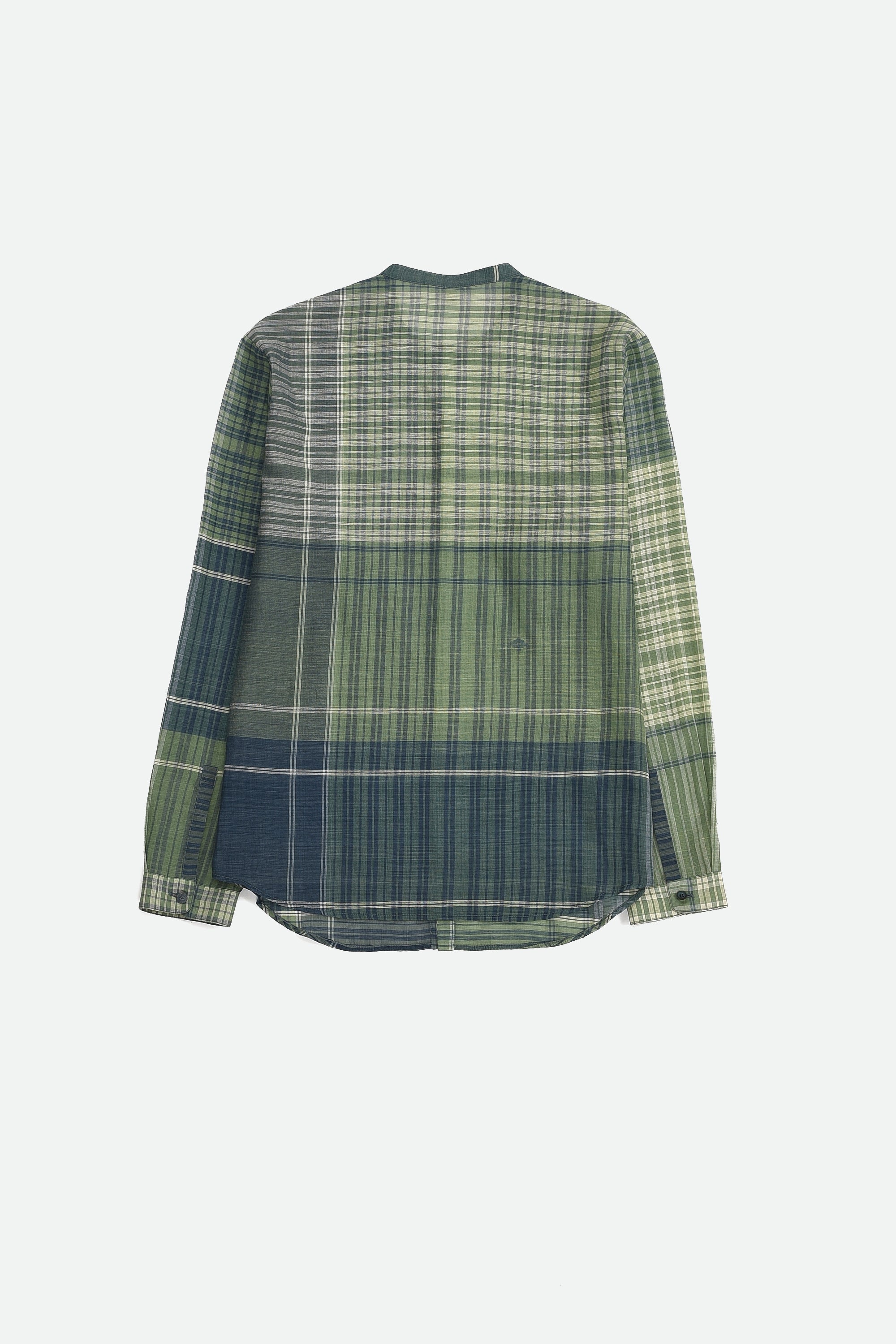 OLIVE GREEN YARN DYED CHECKS JAMDANI SHIRT