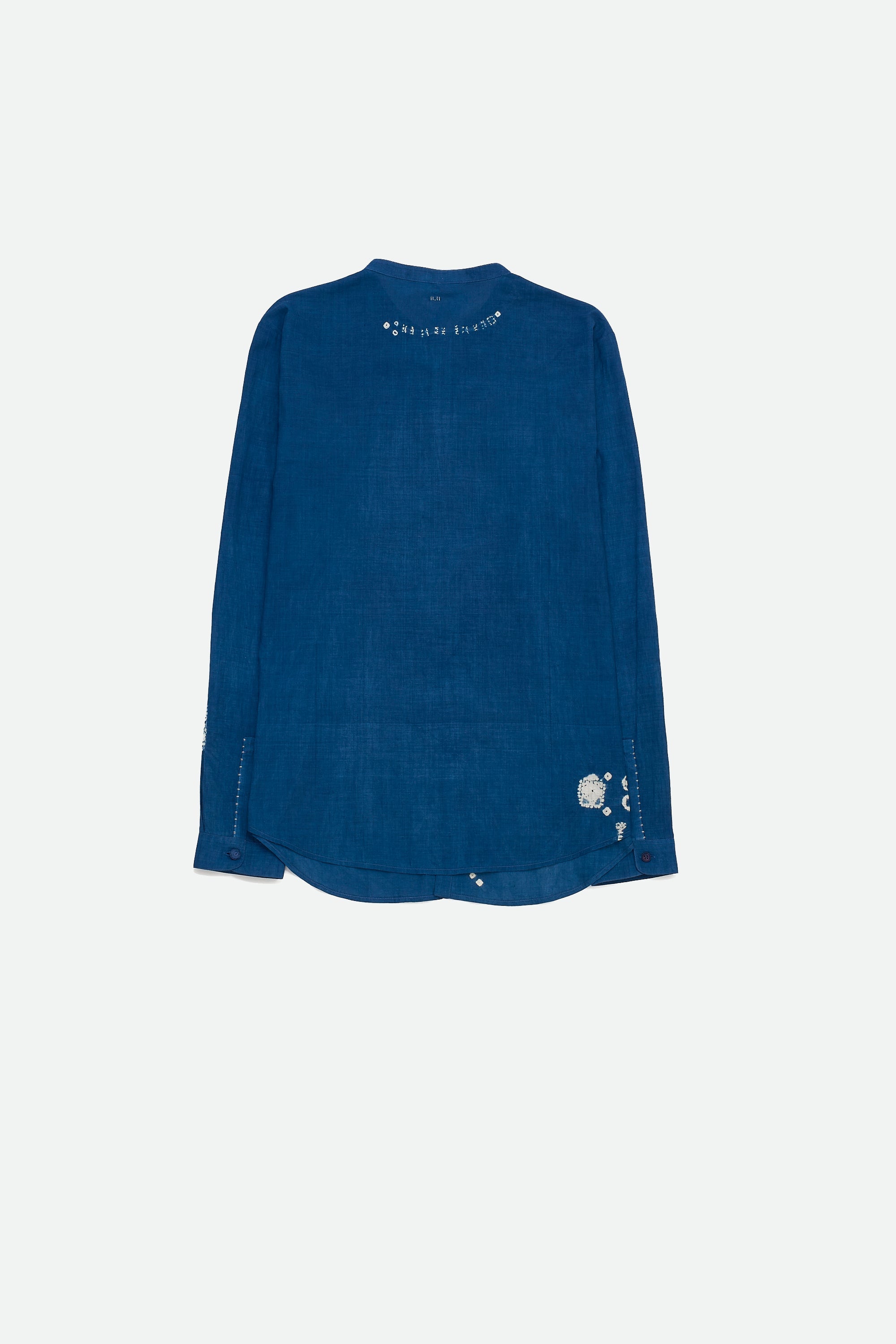 Medium Indigo Cotton Shirt Crafted with Shibori Motifs