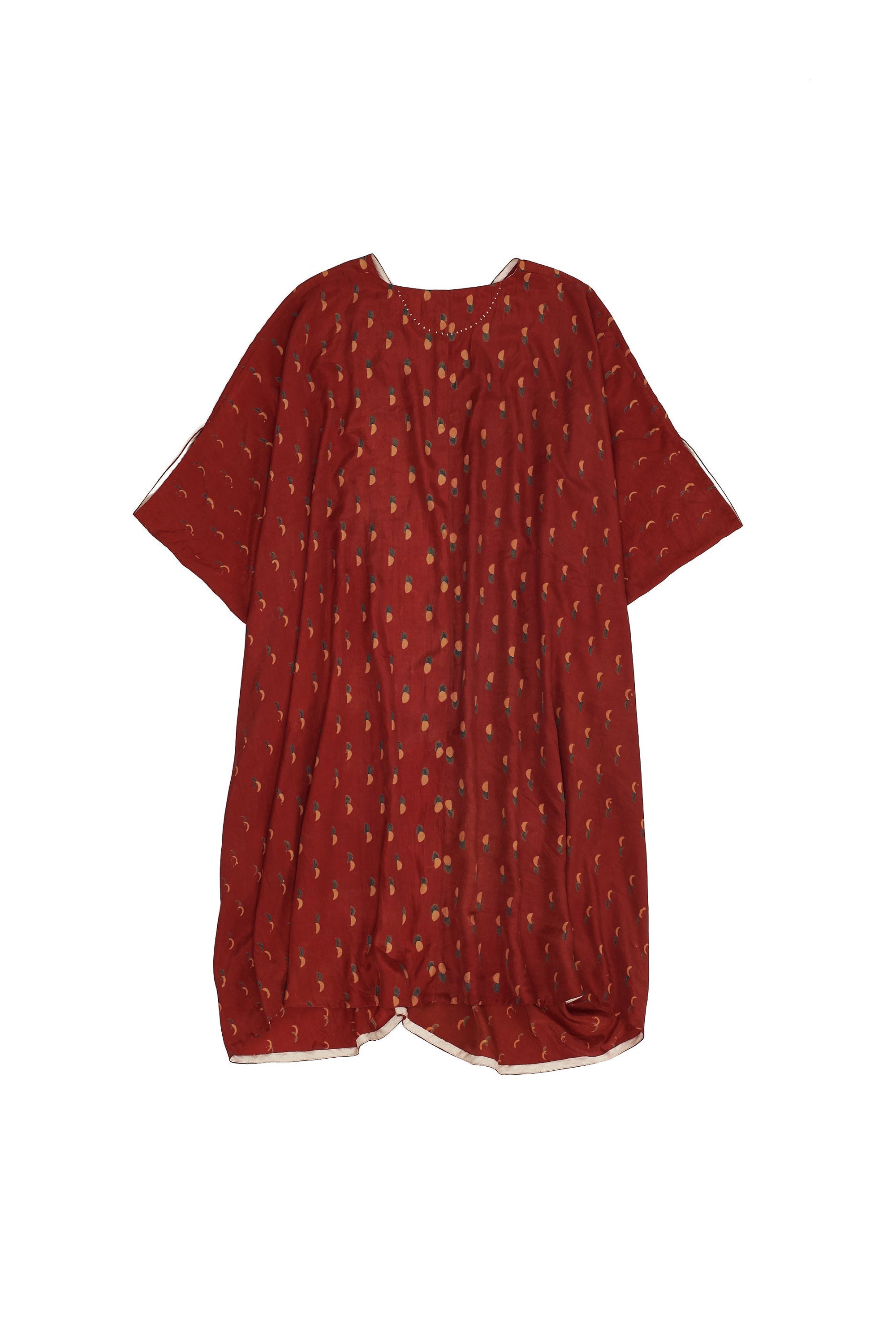 Red Block Printed Statement Drape Dress