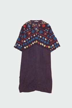 DRAPED MULTICOLORED BANDHANI KAFTAN DRESS