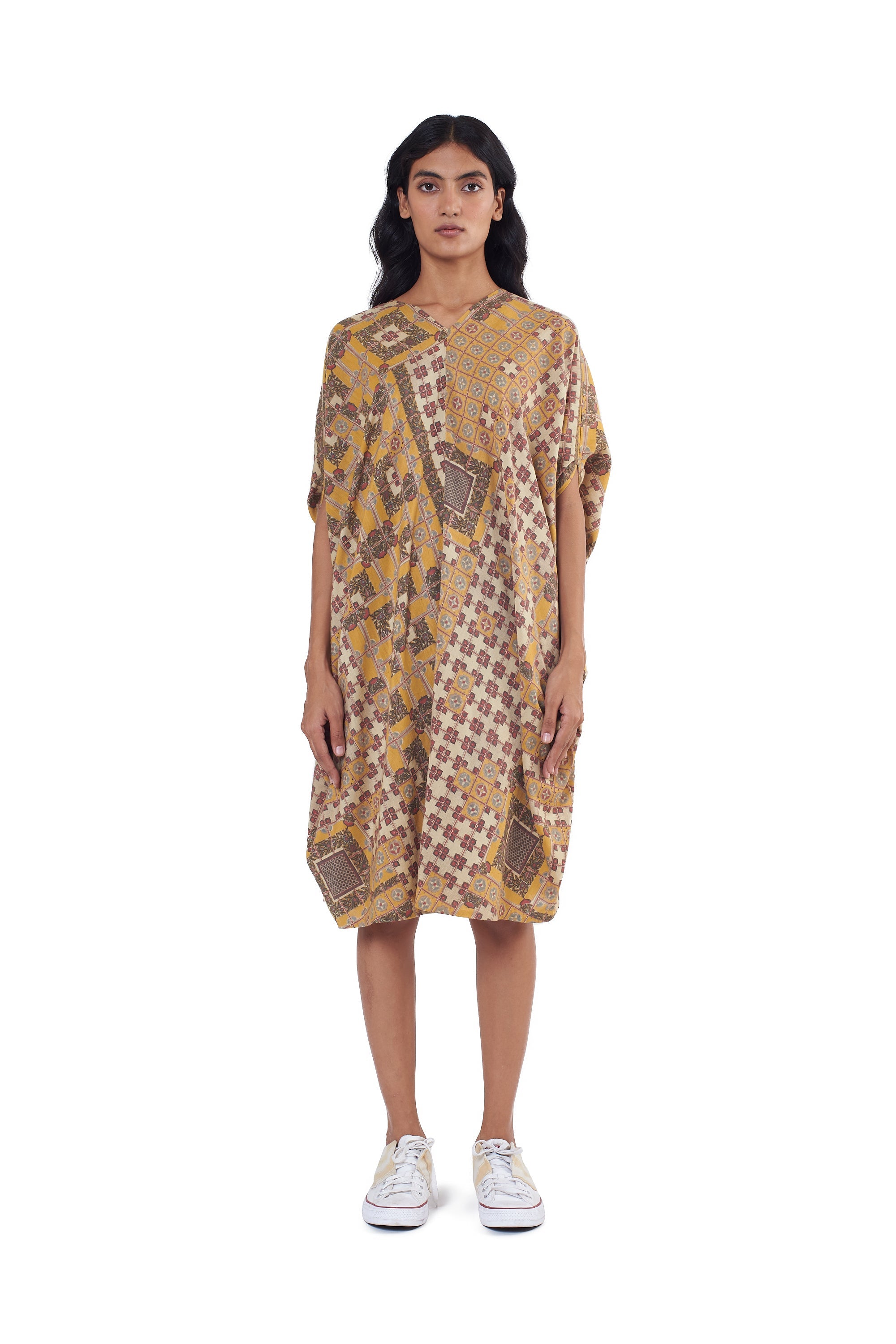 CHETTINAD INSPIRED SCREEN PRINTED DRAPED DRESS