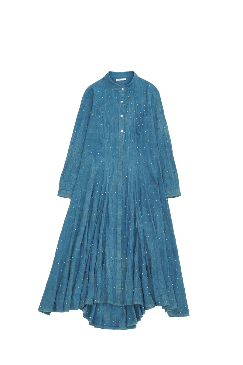 TURQUOISE SHIRT DRESS CRAFTED WITH ALL OVER BANDHANI