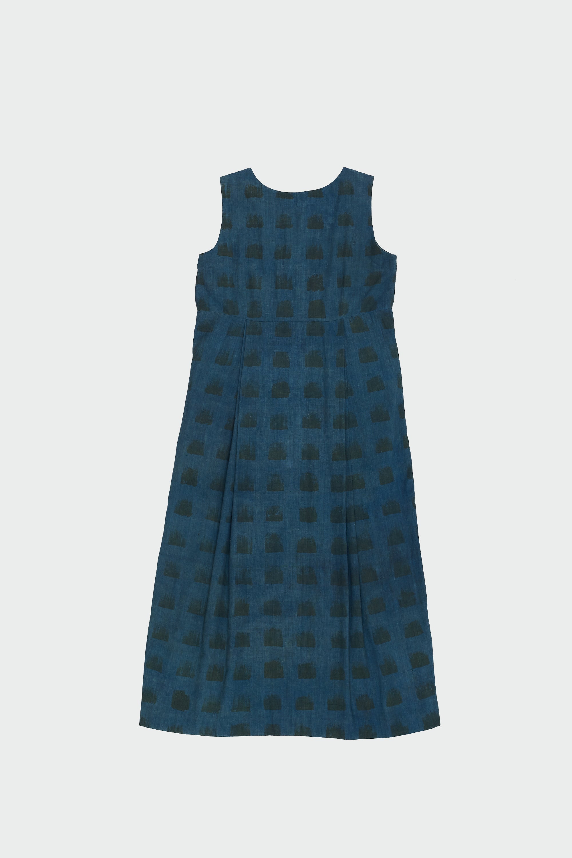 HANDPAINTED CHECK SLEEVELESS DRESS ORGANIC COTTON