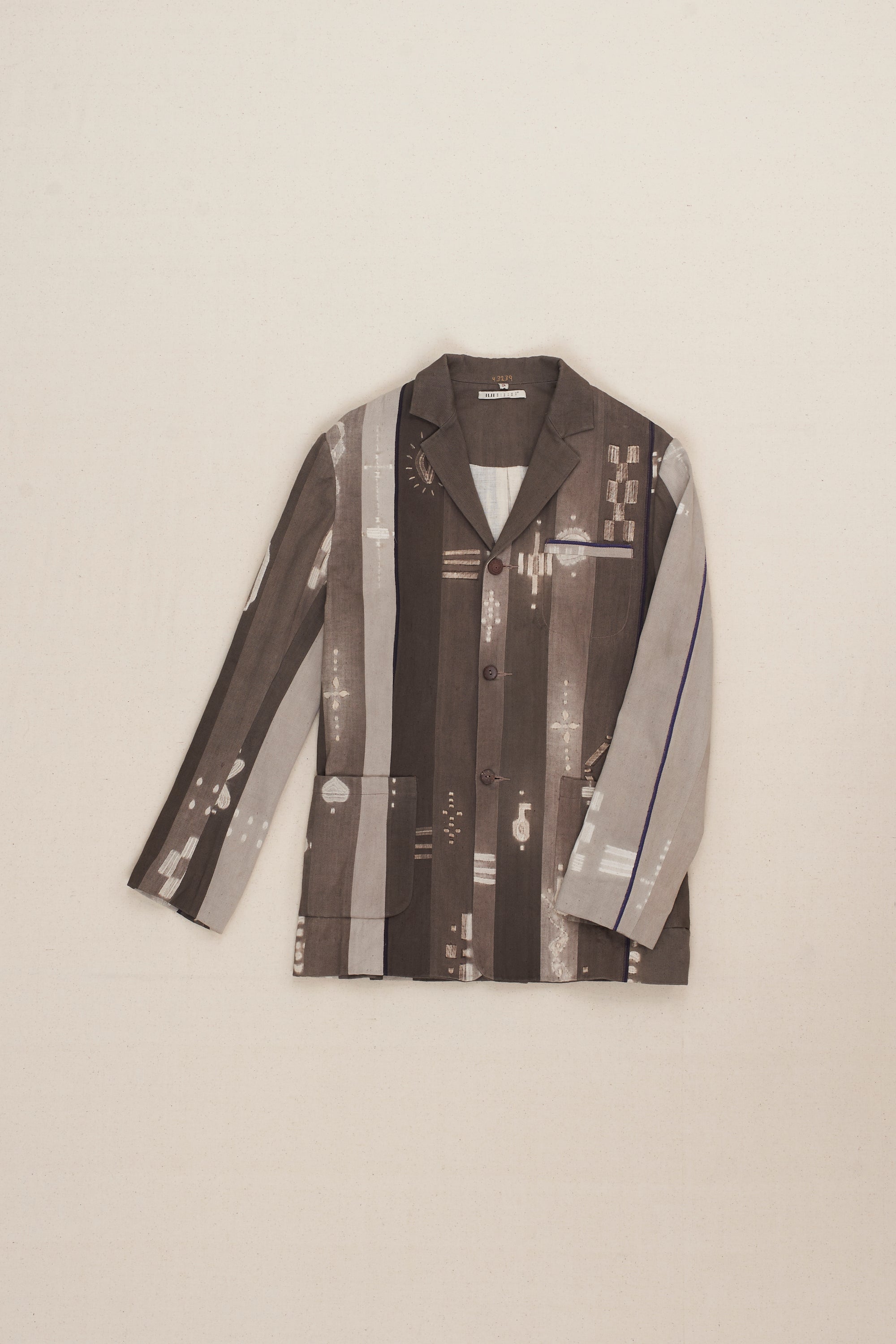 SHADES OF SMOKE PANELLED SHIBORI HANDSPUN SELVEDGE DENIM JACKET