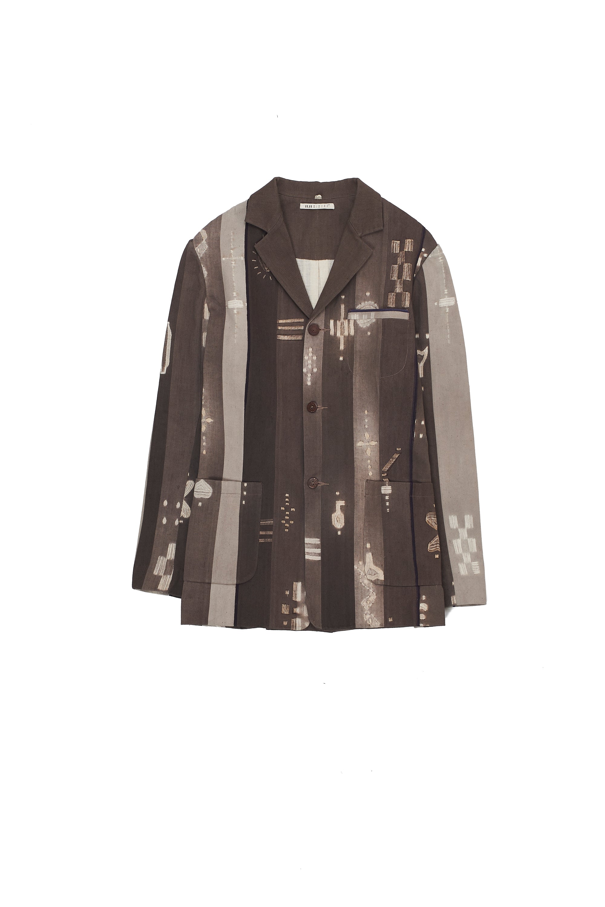SHADES OF SMOKE PANELLED SHIBORI HANDSPUN SELVEDGE DENIM JACKET