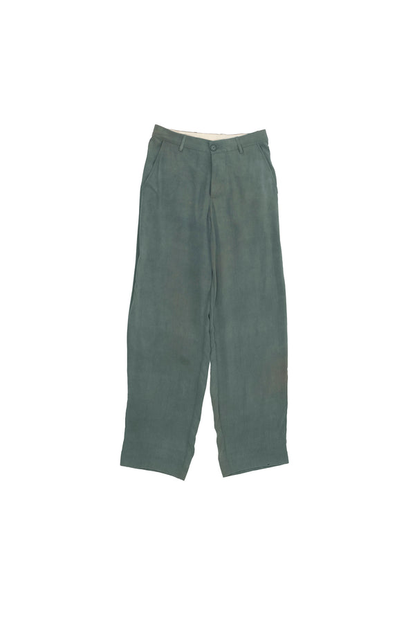 Turquoise Soft Crepe Silk Straight Fit Trousers