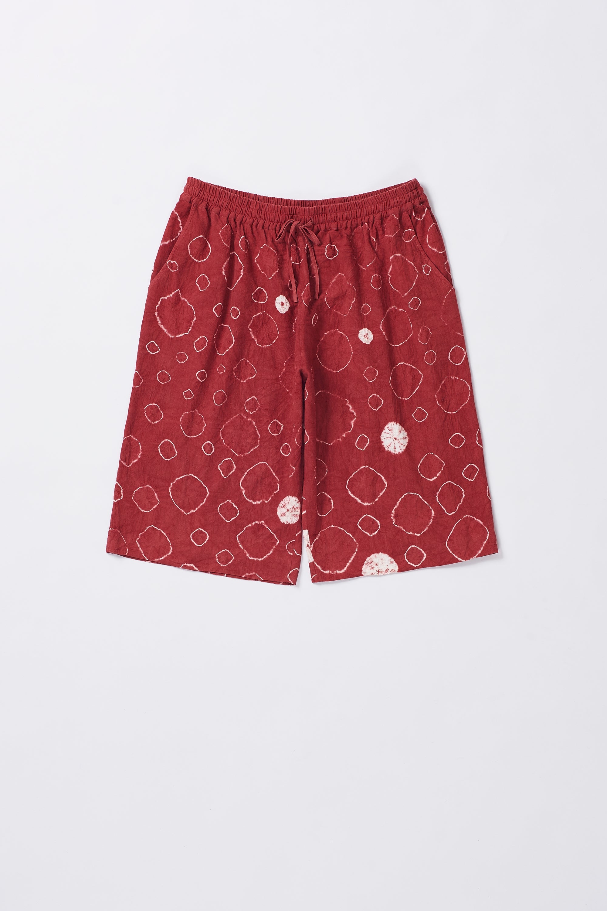 Relaxed Cotton Shorts Speckled with An Over All Shibori Pattern