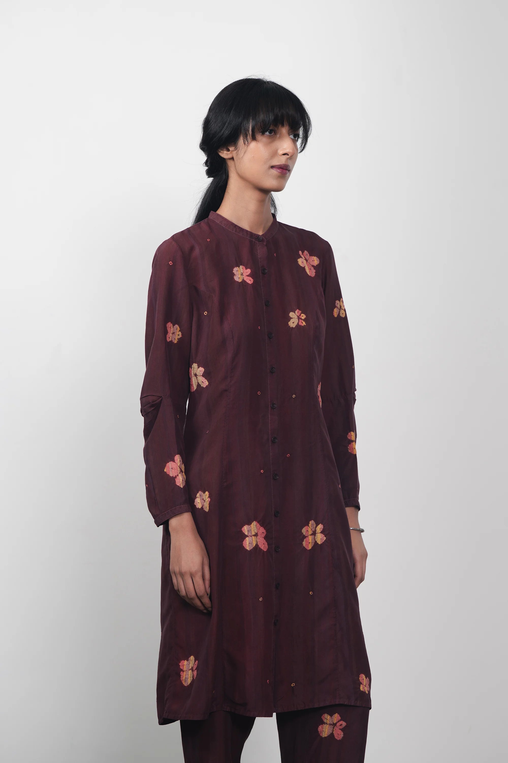 Purple Red Silk Shibori Dress