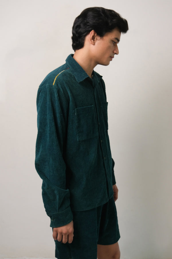 BOTTLE GREEN COTTON SHIRT