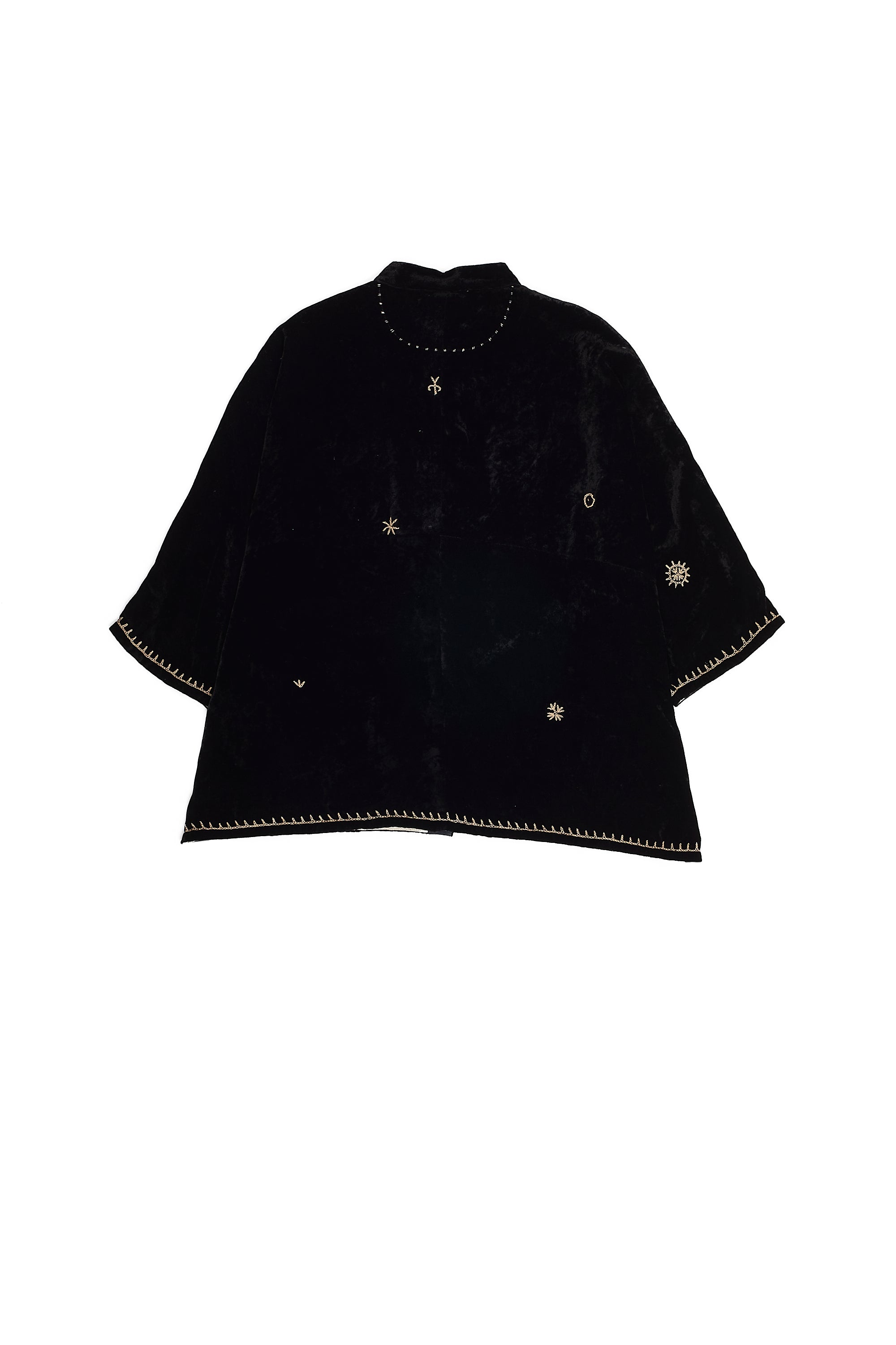 BLACK VELVET SHIRT WITH HAND EMBROIDERY