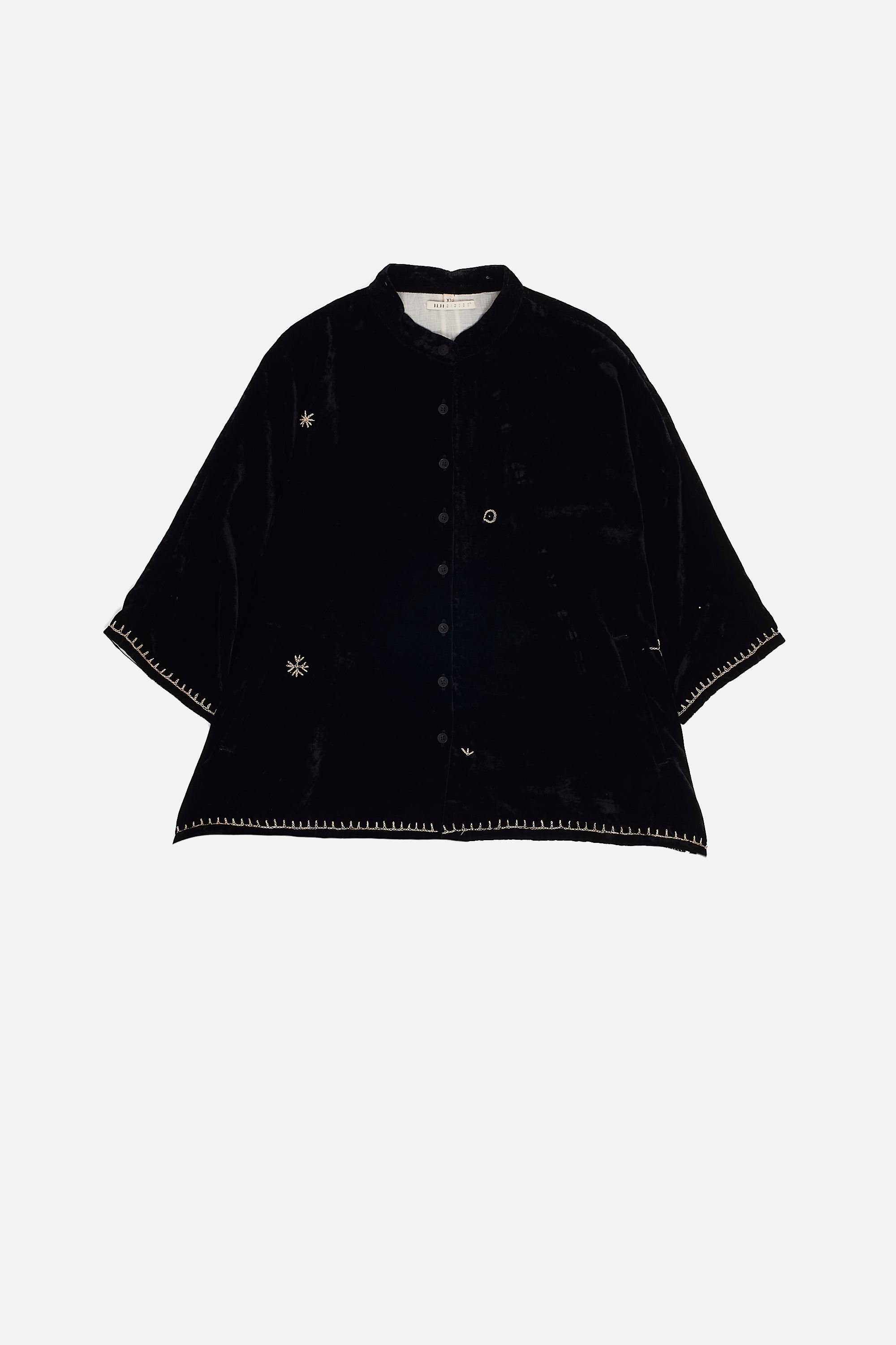 BLACK VELVET SHIRT WITH HAND EMBROIDERY