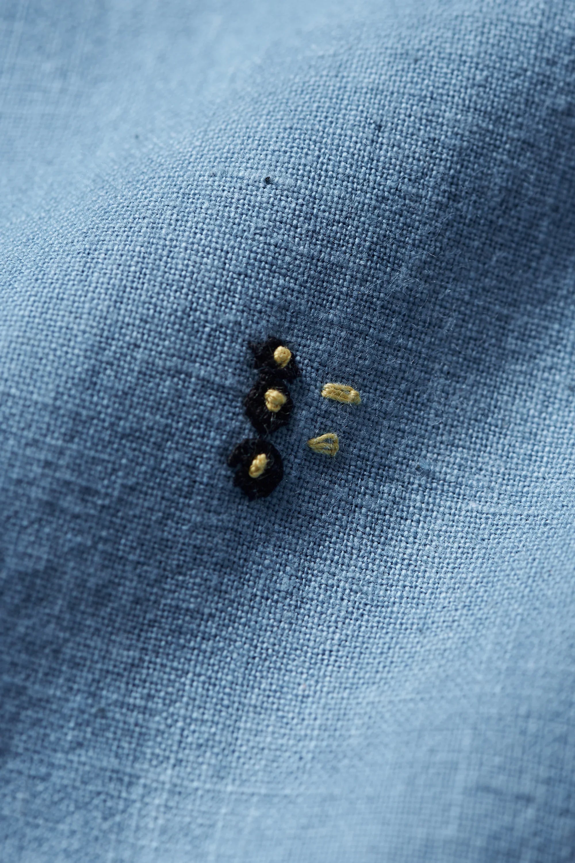 Embroidered Cotton Shirt in Sky Indigo