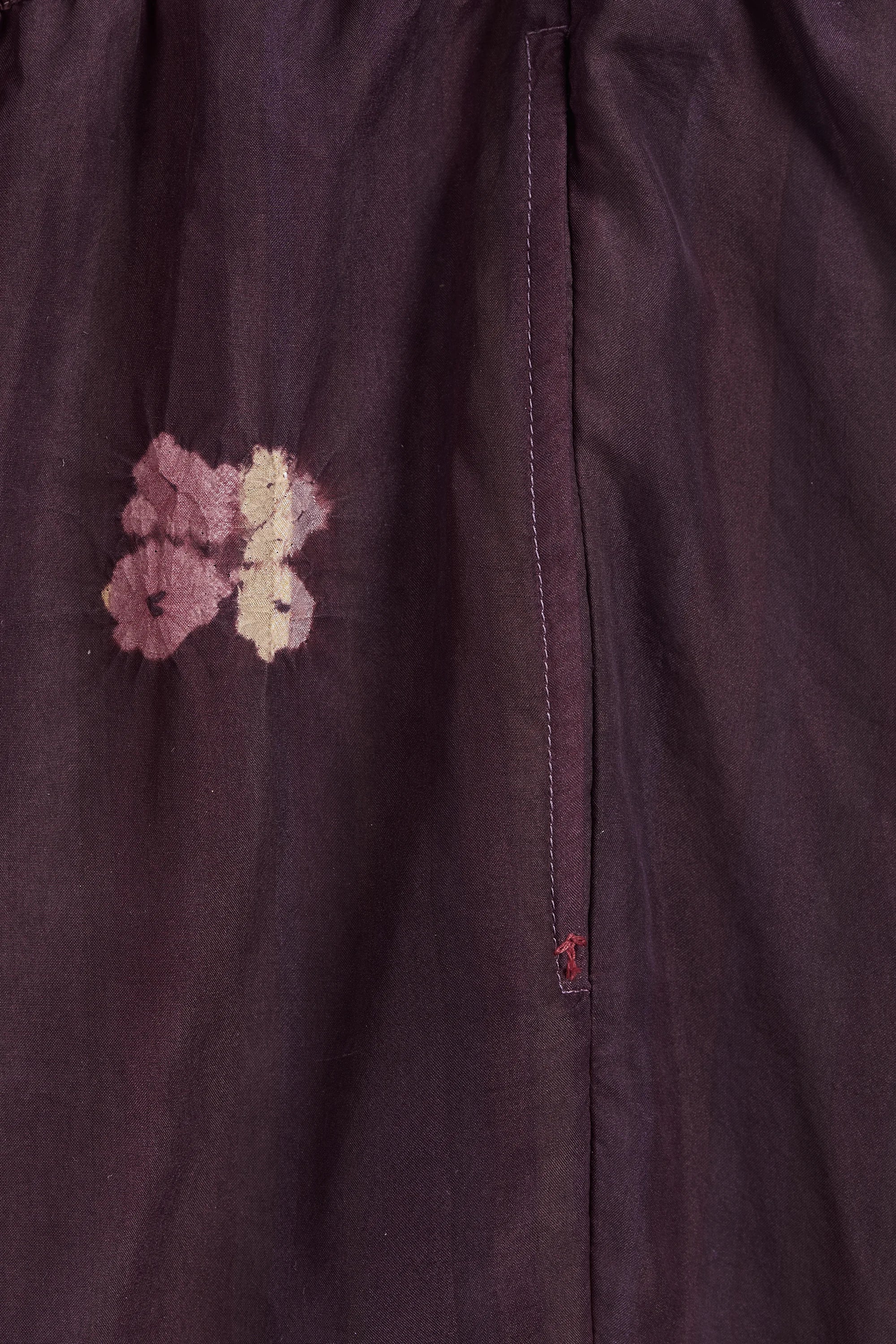 Purple Red Silk Shibori Elasticpants