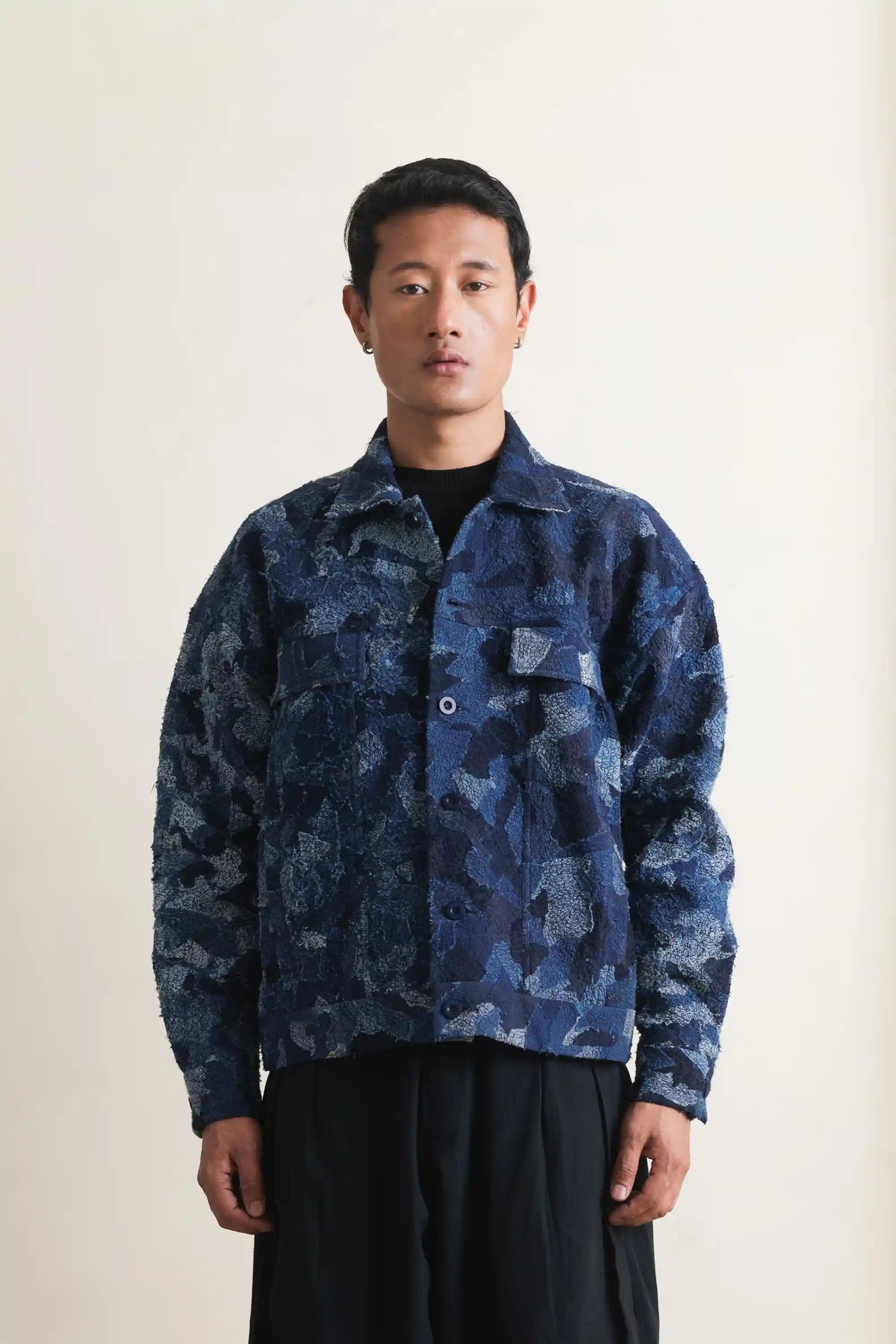 Indigo Denim Patchwork Trucker Jacket