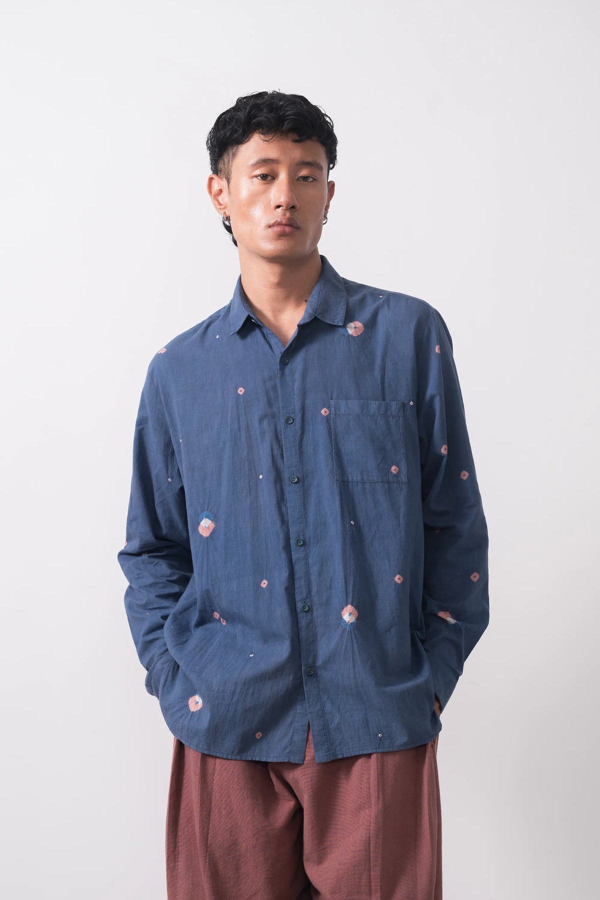 Blue Lilac Bandhani Shirt