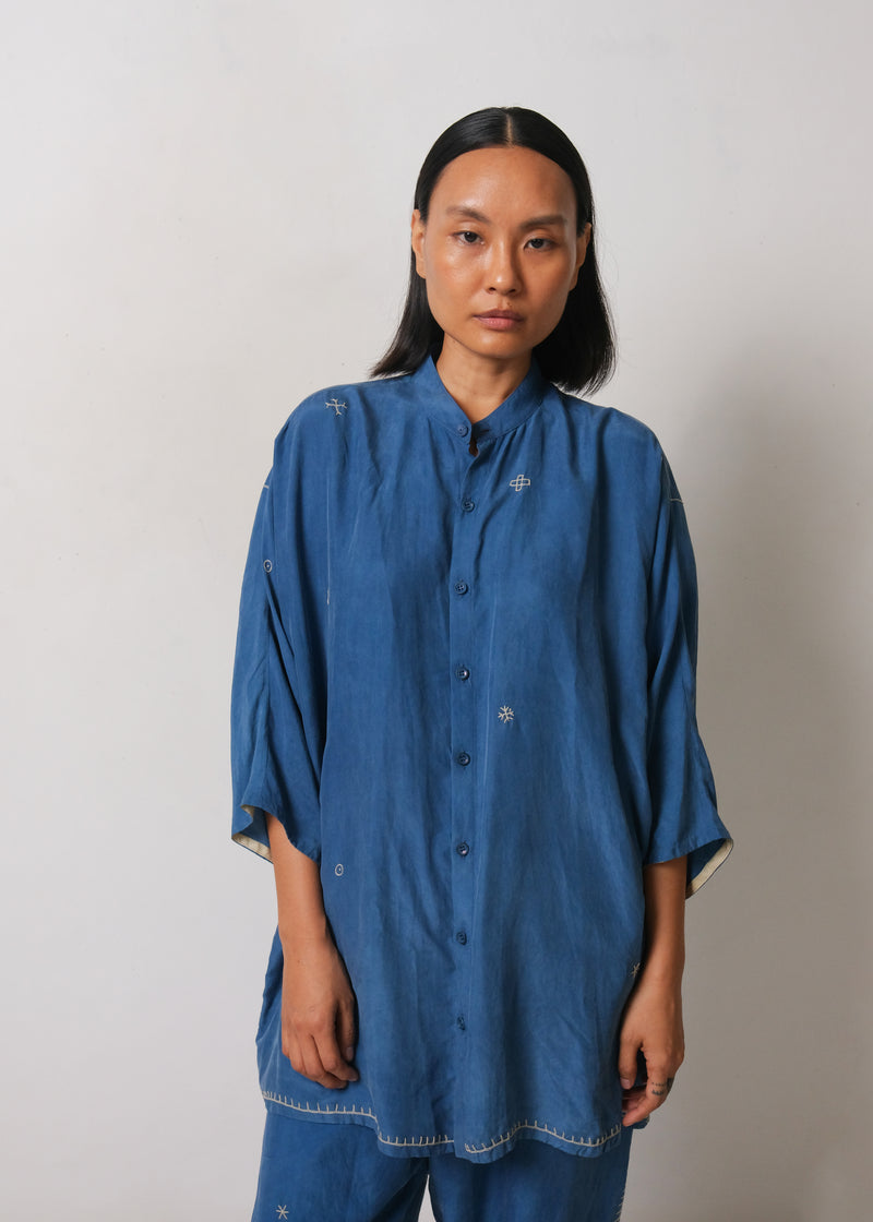 HAND EMBROIDERED SILK SHIRT