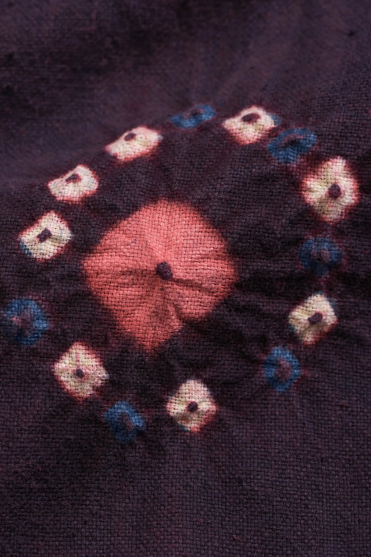 Close-up of a fabric with bandhani.