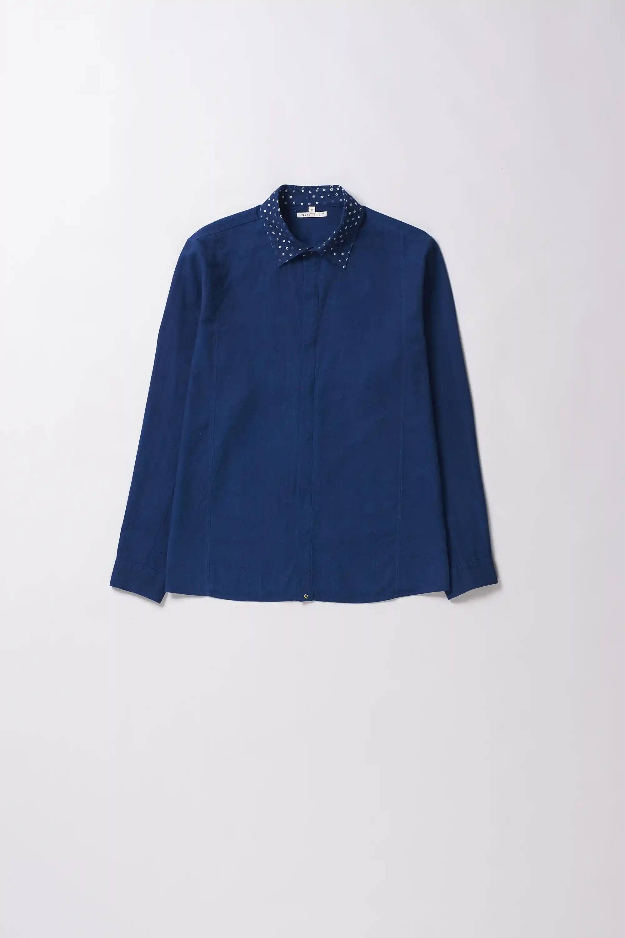 Front image of cotton indigo shirt