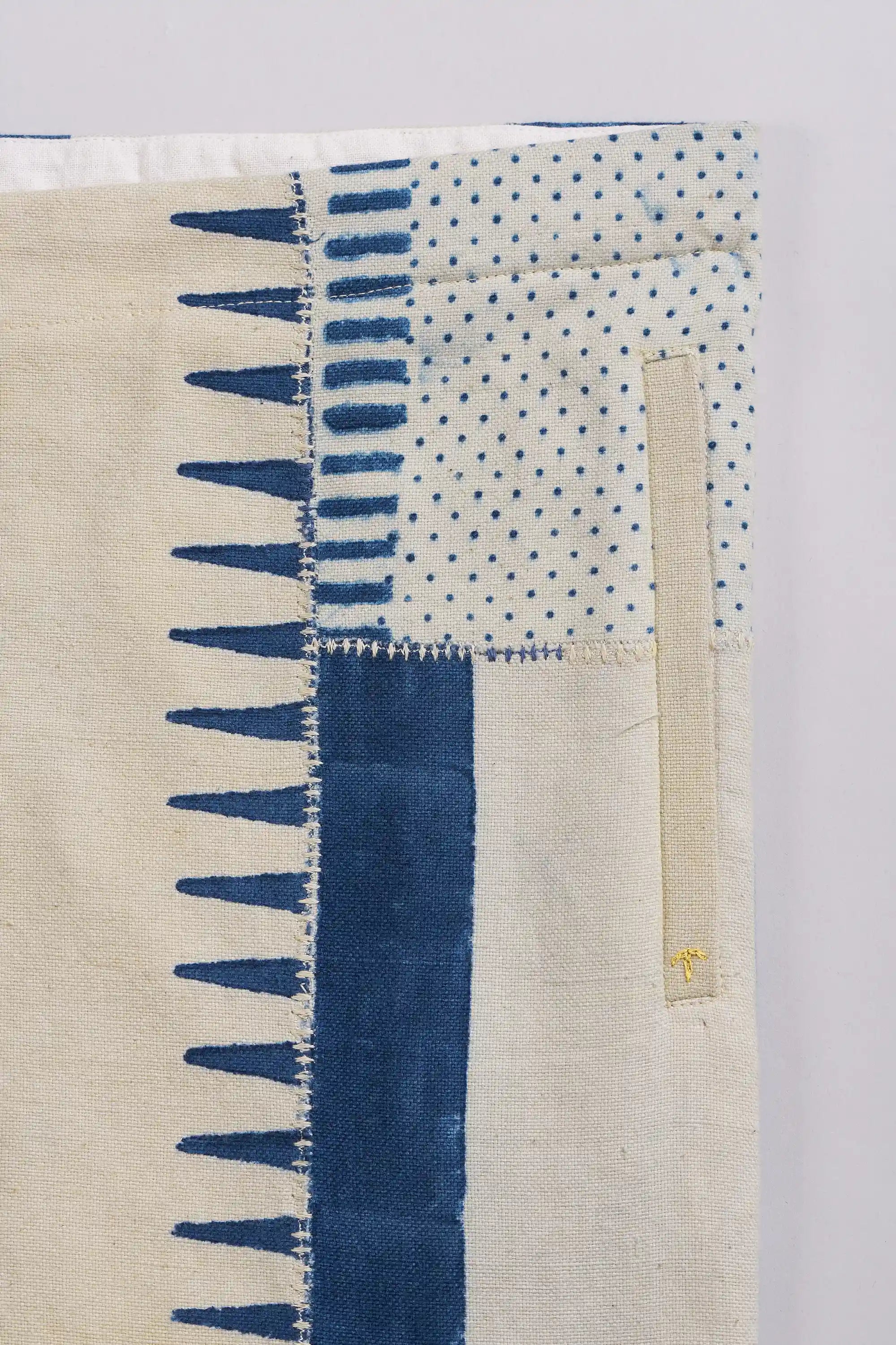 Side shot close-up with a stitched pocket detail.