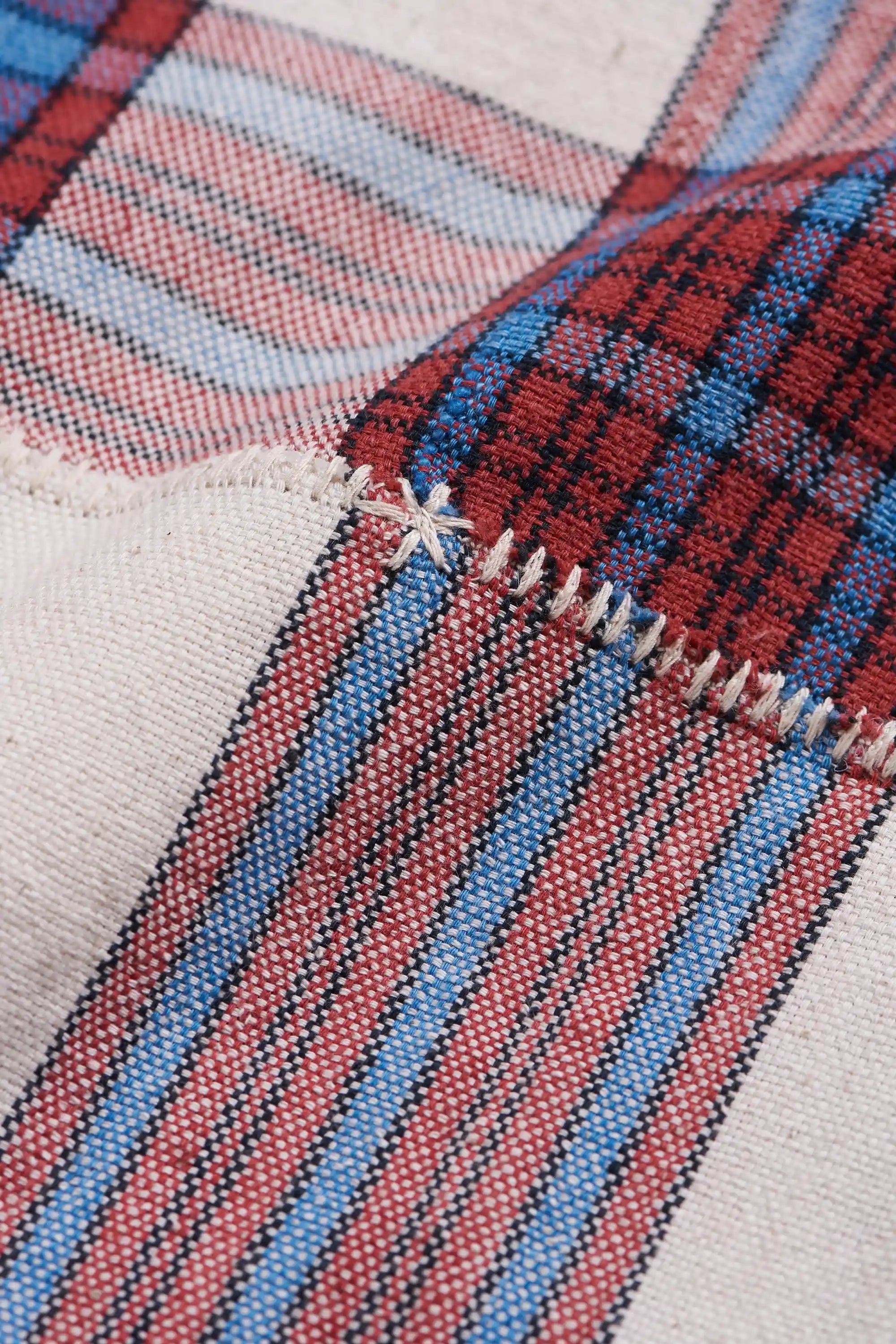 Close-up of fabric with patchwork.