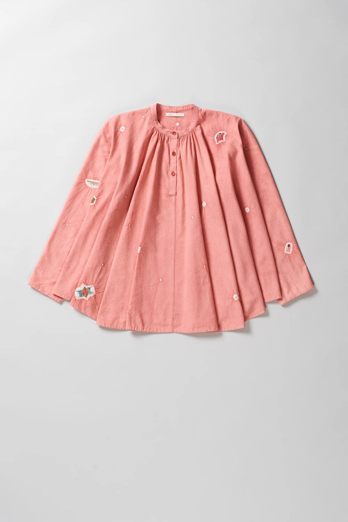 Chalk Pink Handpainted Top With Shibori