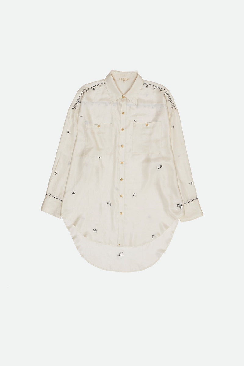 ECRU EMBROIDERED SILK SHIRT