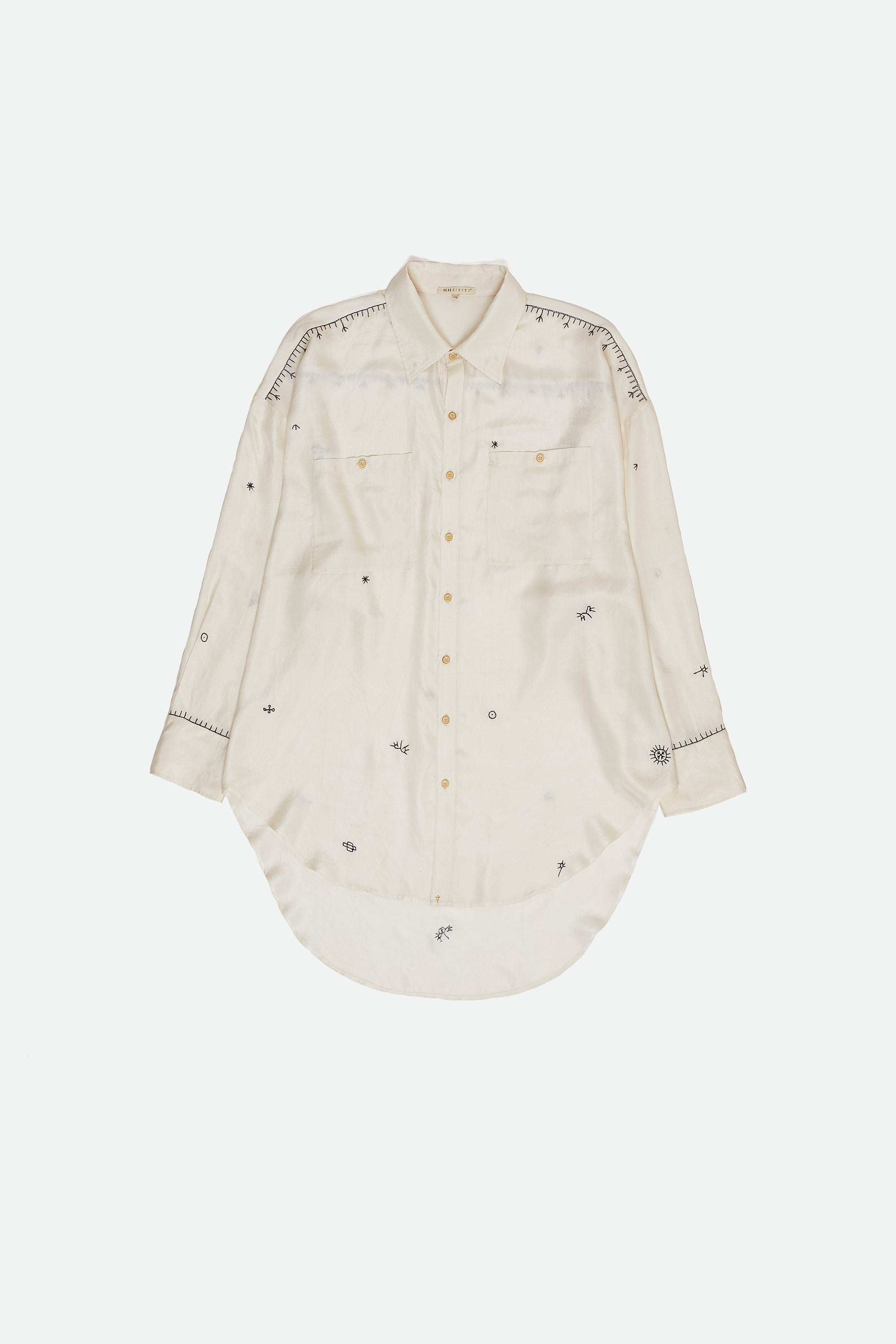 ECRU EMBROIDERED SILK SHIRT