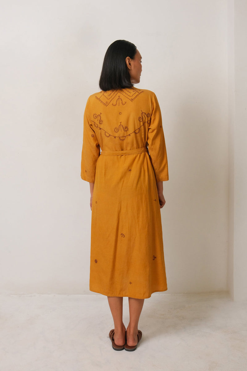 HAND EMBROIDERED COTTON SILK DRESS