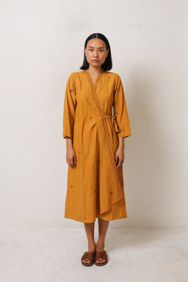 HAND EMBROIDERED COTTON SILK DRESS