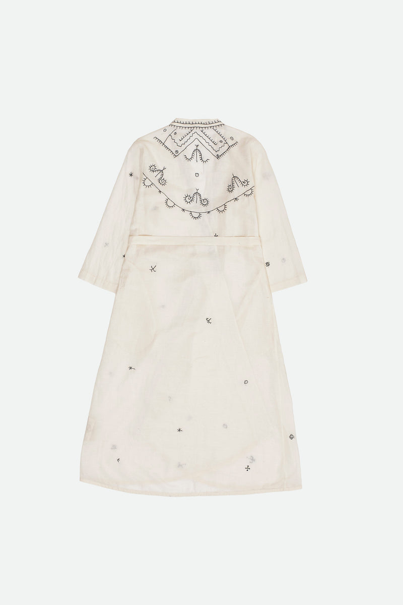 ECRU HAND EMBROIDERED DRESS