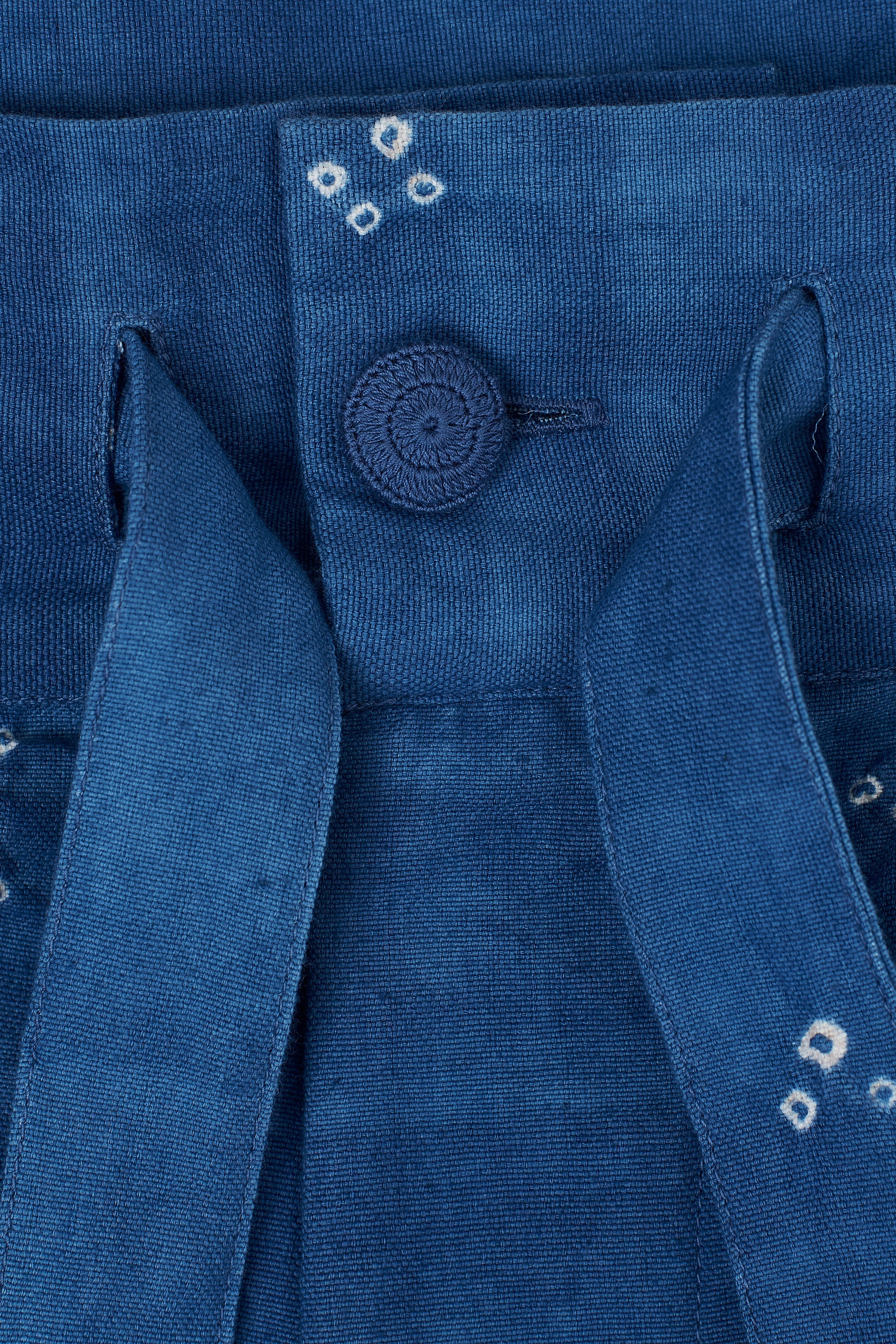 Medium Indigo Wide Legged Pants with Miniature Bandhani