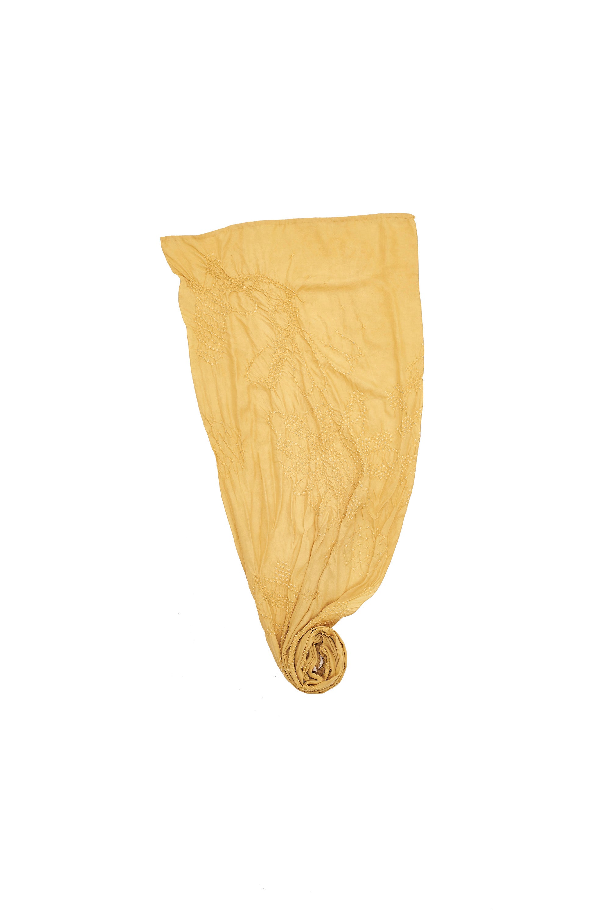 OCHRE YELLOW SILK WITH BANDHANI SCARF