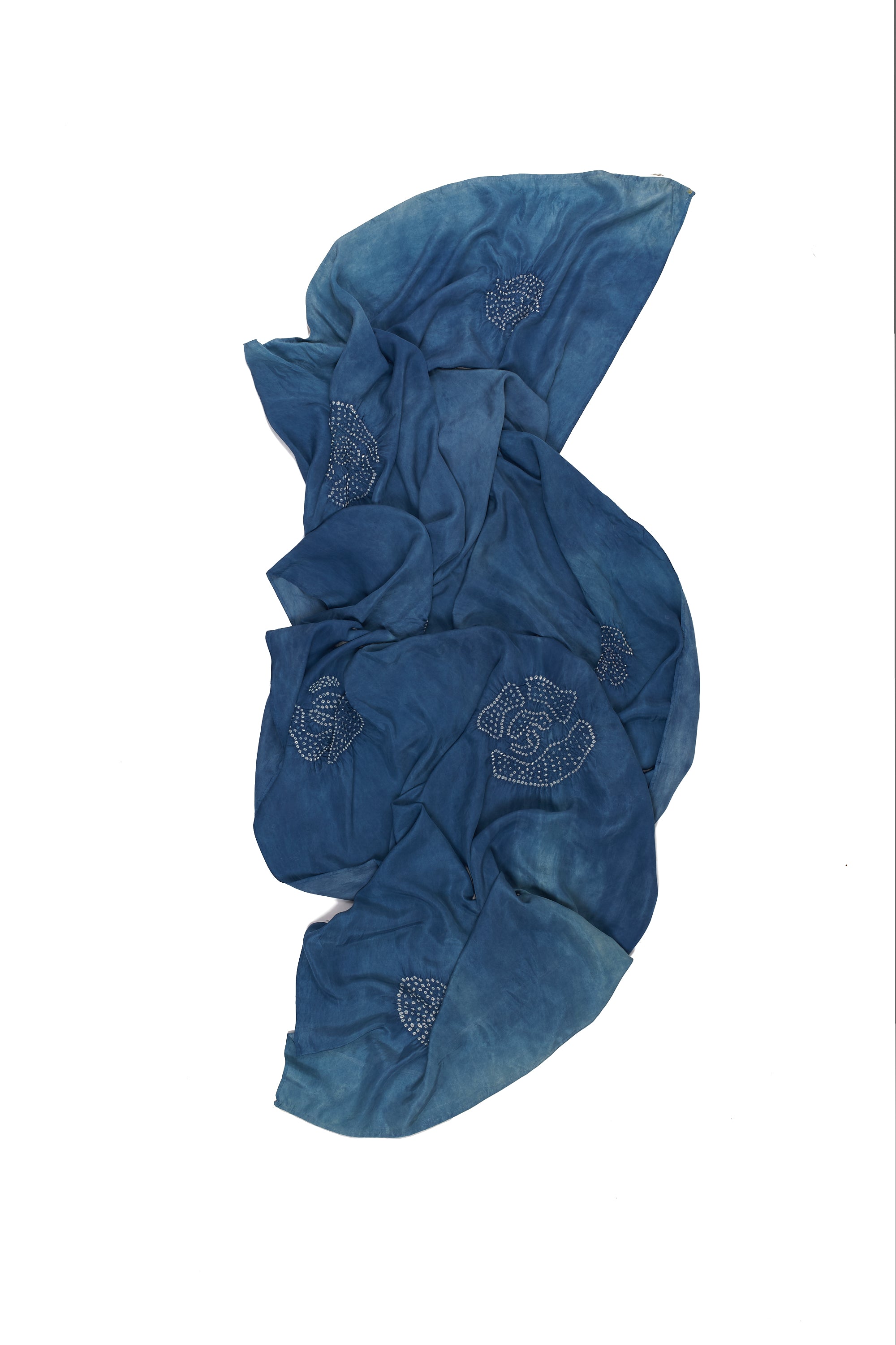 INDIGO DYED SILK BANDHANI SHAWL