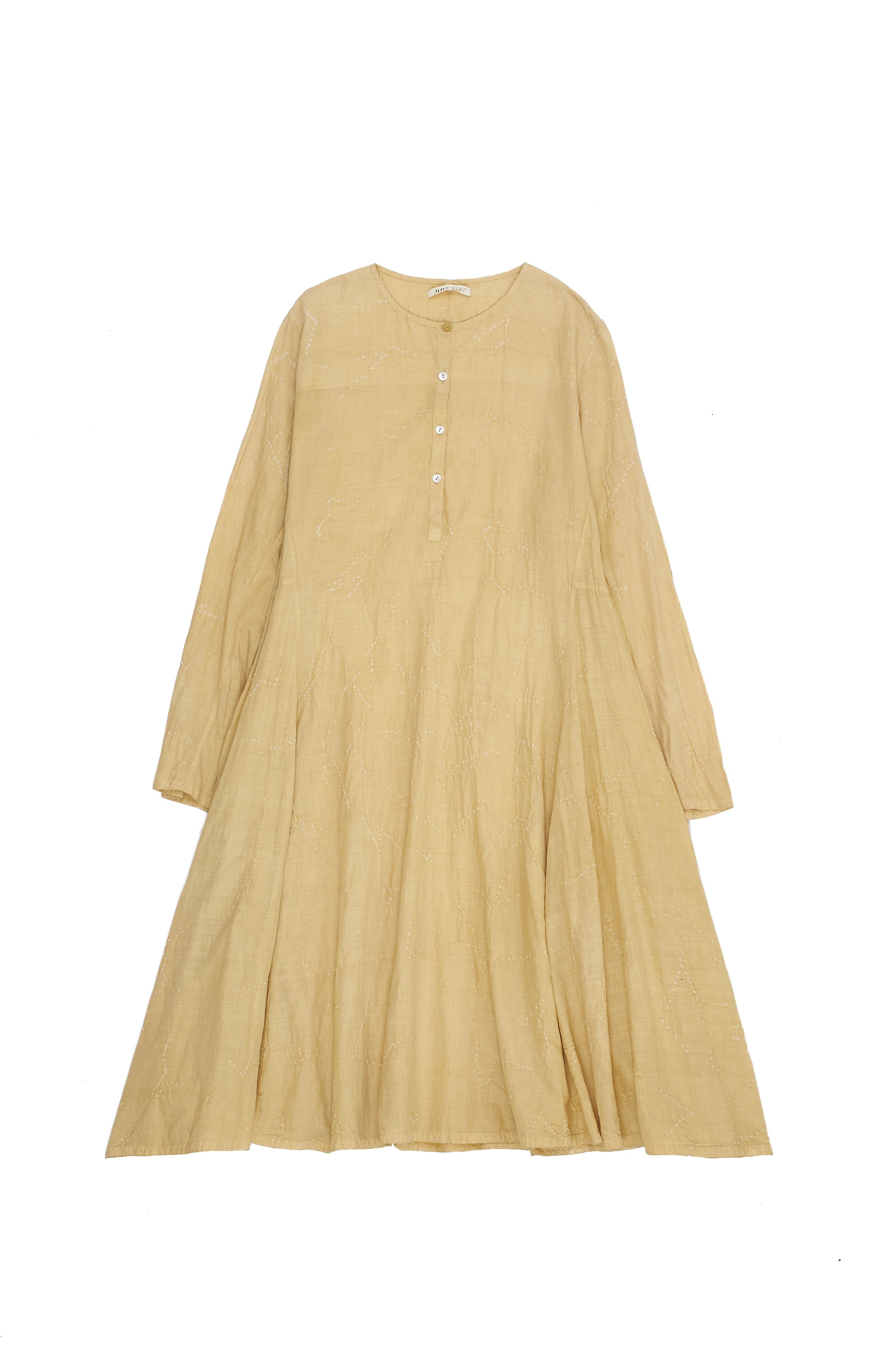 FLARED BANDHANI DRESS IN OCHRE YELLOW