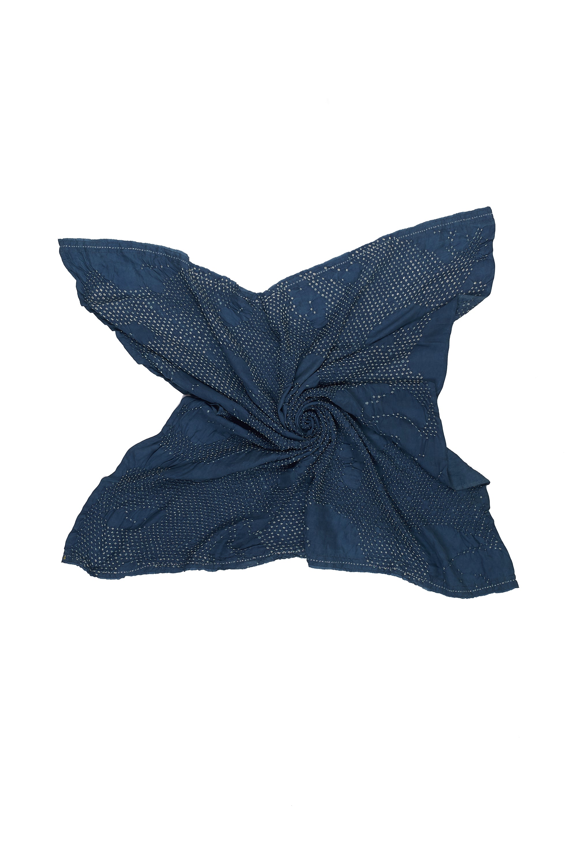 MEDIUM INDIGO SILK BANDHANI SQLARGE SCARF