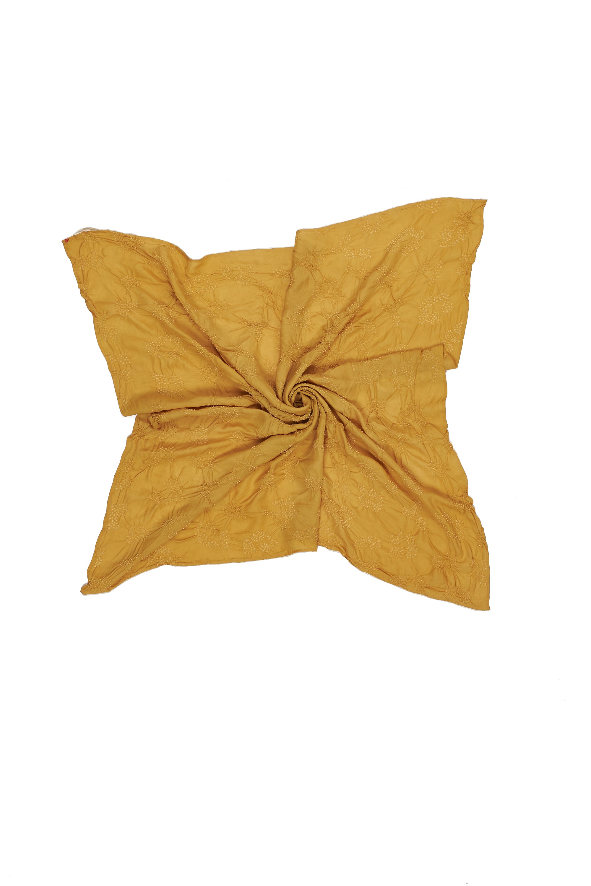 OCHRE YELLOW SILK WITH BANDHANI SCARF