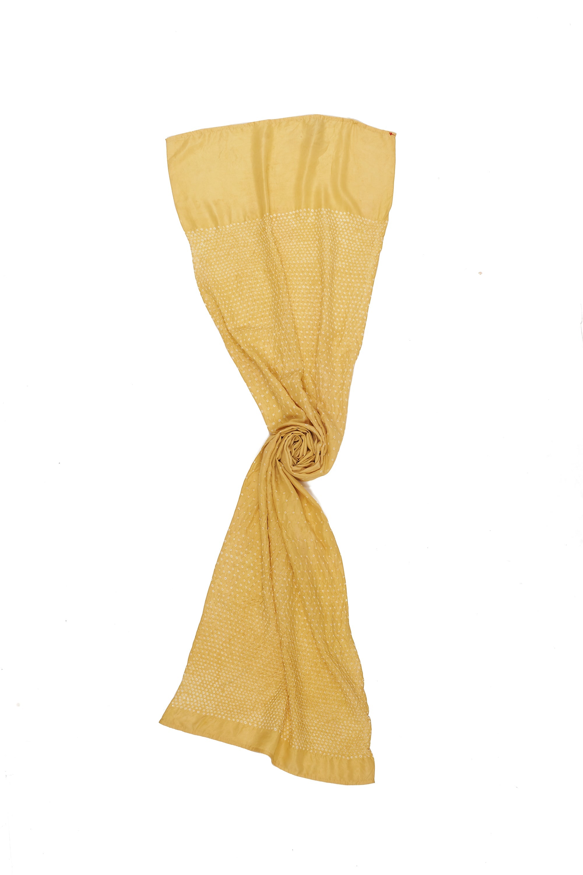 OCHRE YELLOW BANDHANI SILK SCARF