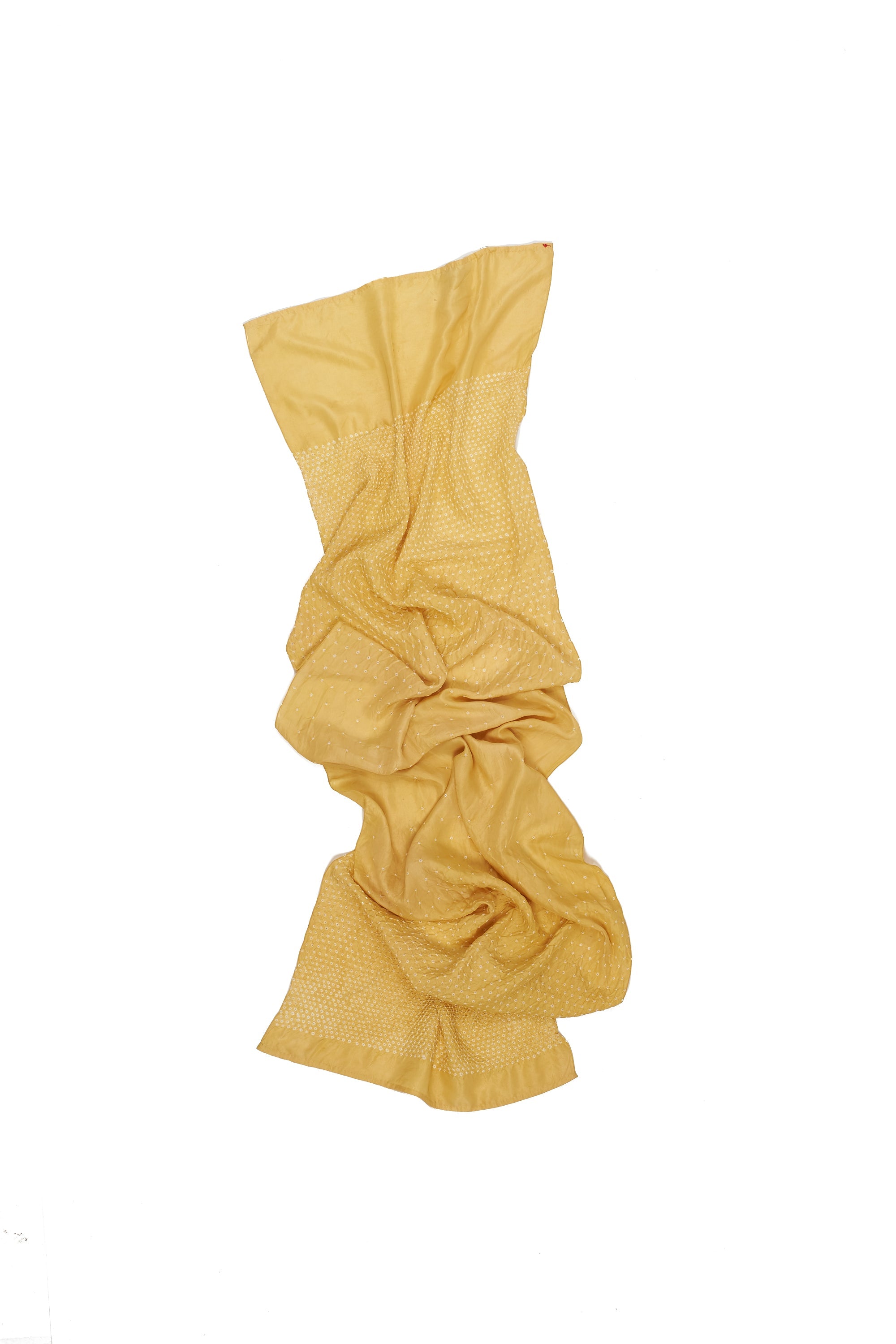 OCHRE YELLOW BANDHANI SILK SCARF