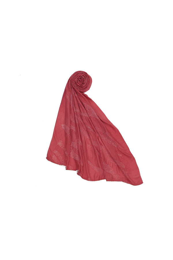 Pink Wood Colour Bandhani Silk Women's scarf