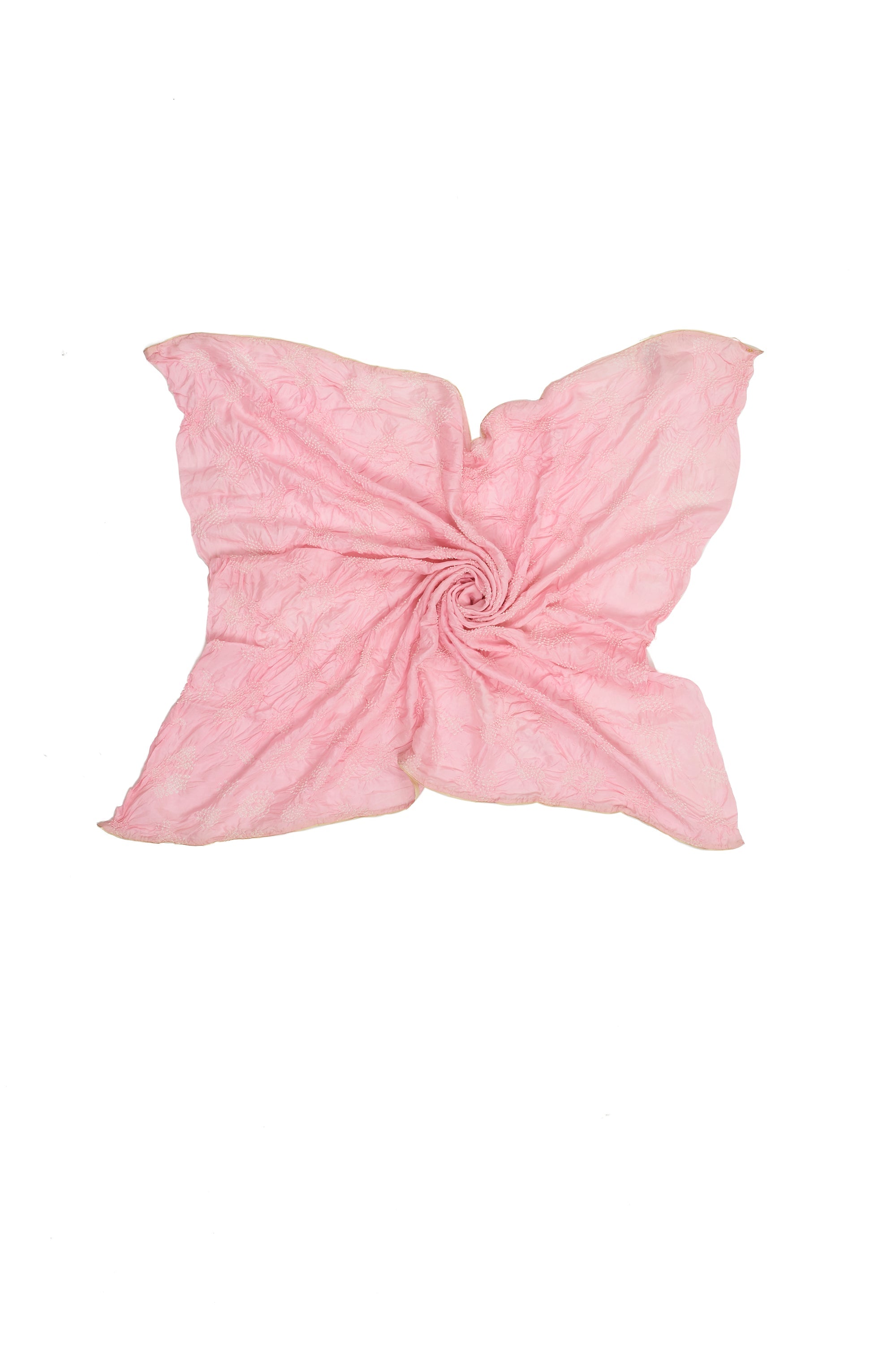 LIGHT PINK SILK WITH BANDHANI SCARF