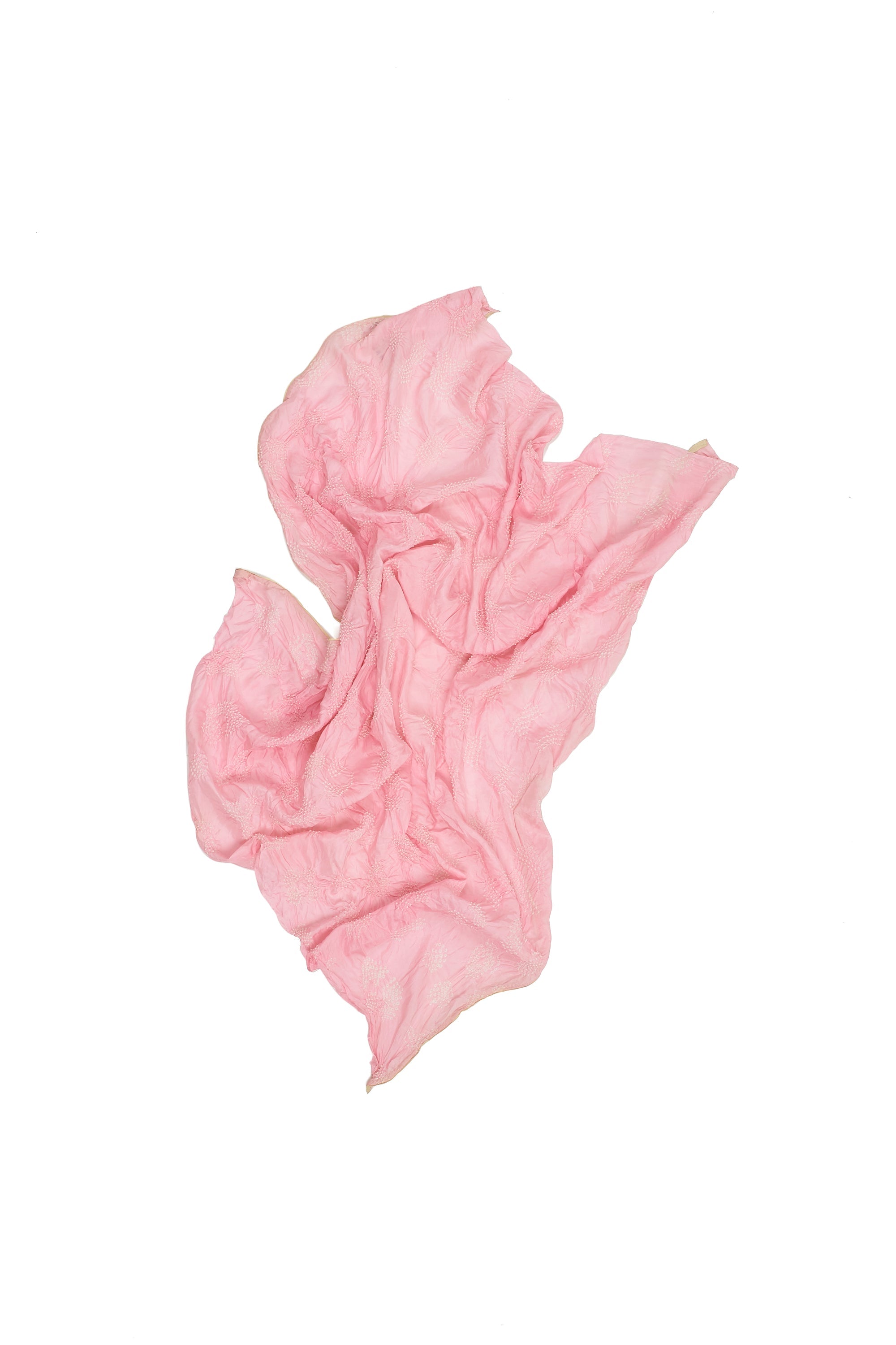 LIGHT PINK SILK WITH BANDHANI SCARF