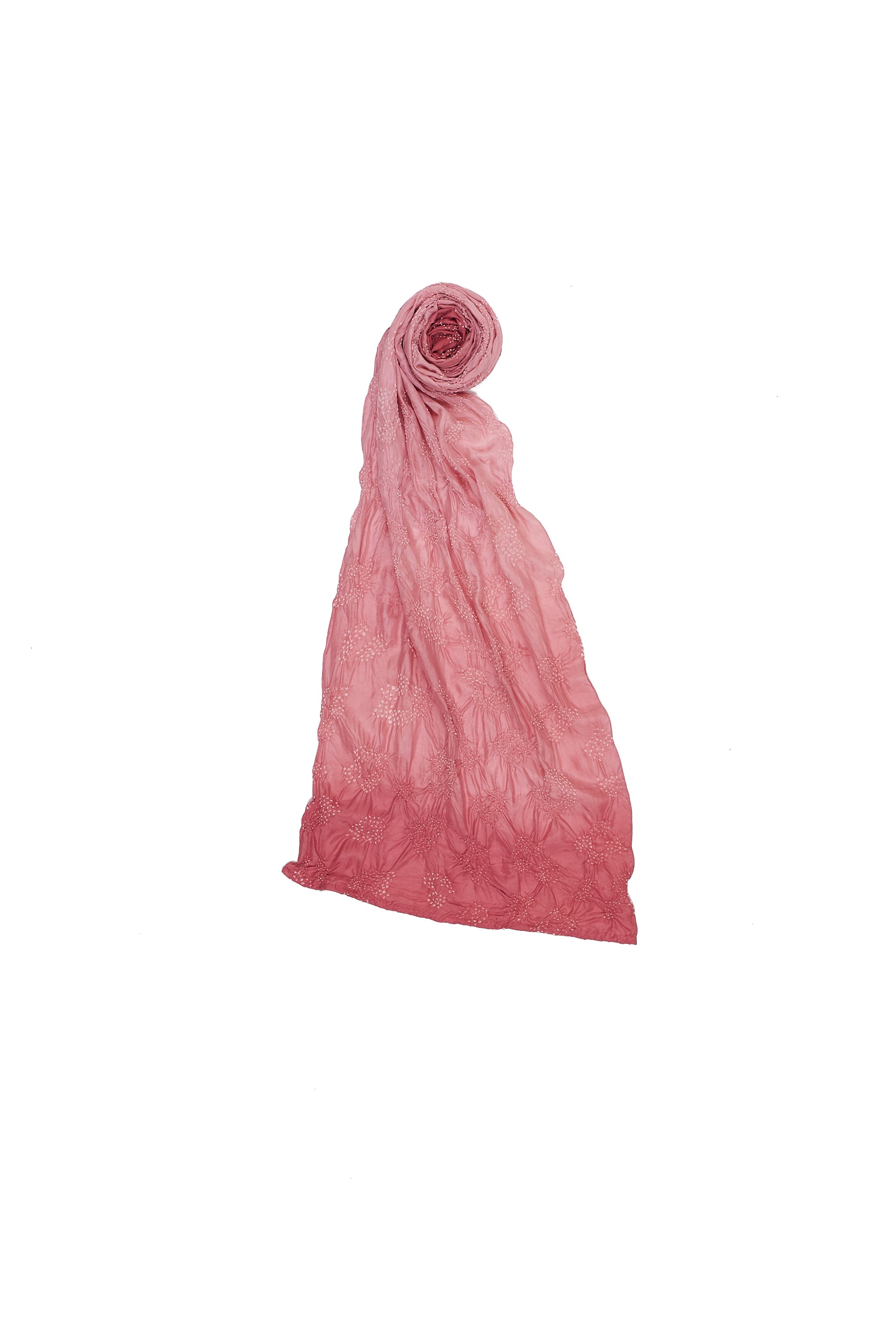 PINK WOOD SILK WITH BANDHANI SCARF