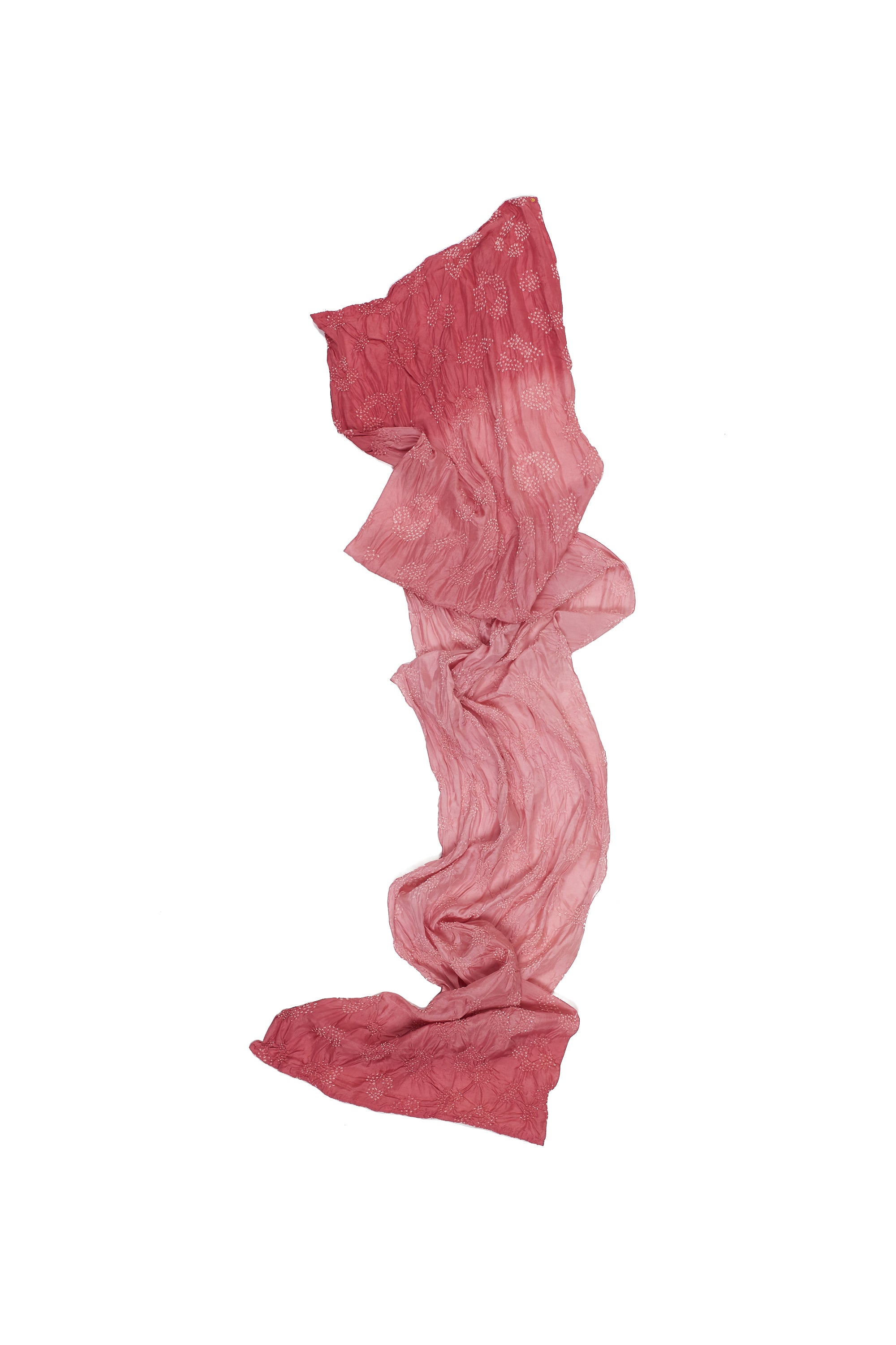 PINK WOOD SILK WITH BANDHANI SCARF