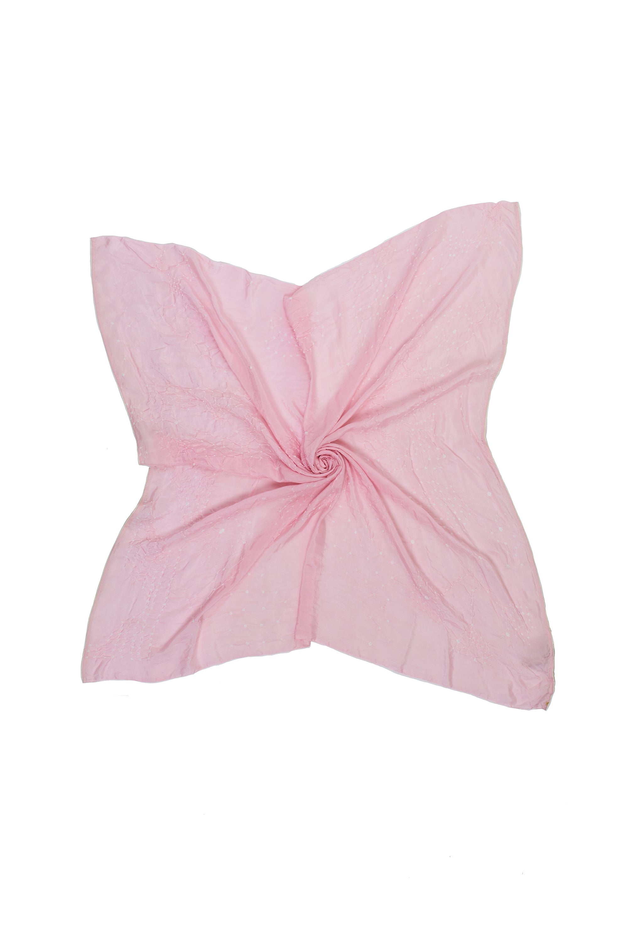 LIGHT PINK SILK WITH BANDHANI SCARF