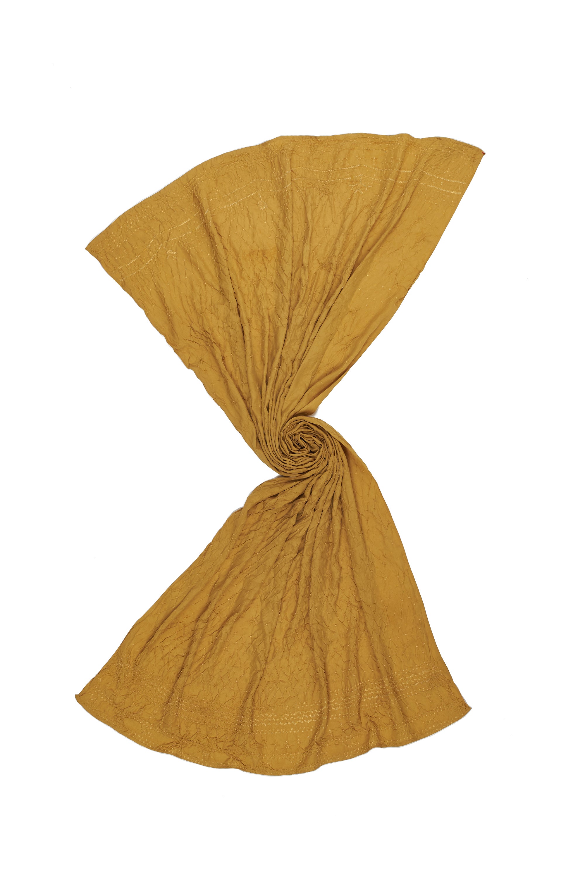 MUSTARD YELLOW SILK WITH BANDHANI SHAWL