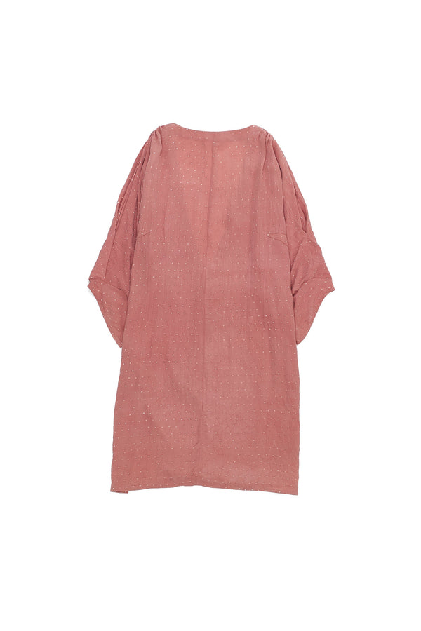 CHALK PINK SILK BANDHANI DRESS