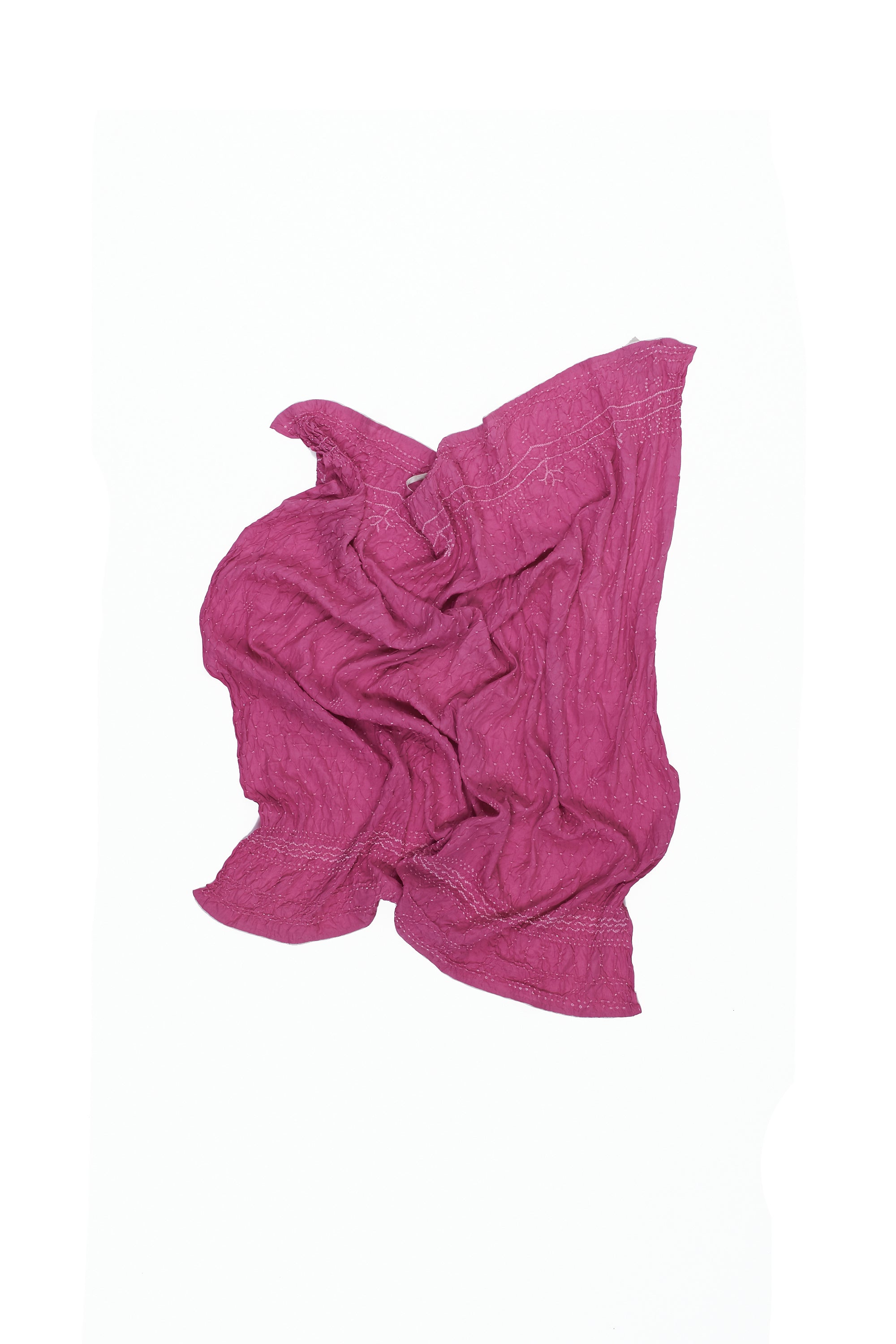 FUSCHIA PINK SILK WITH BANDHANI SCARF