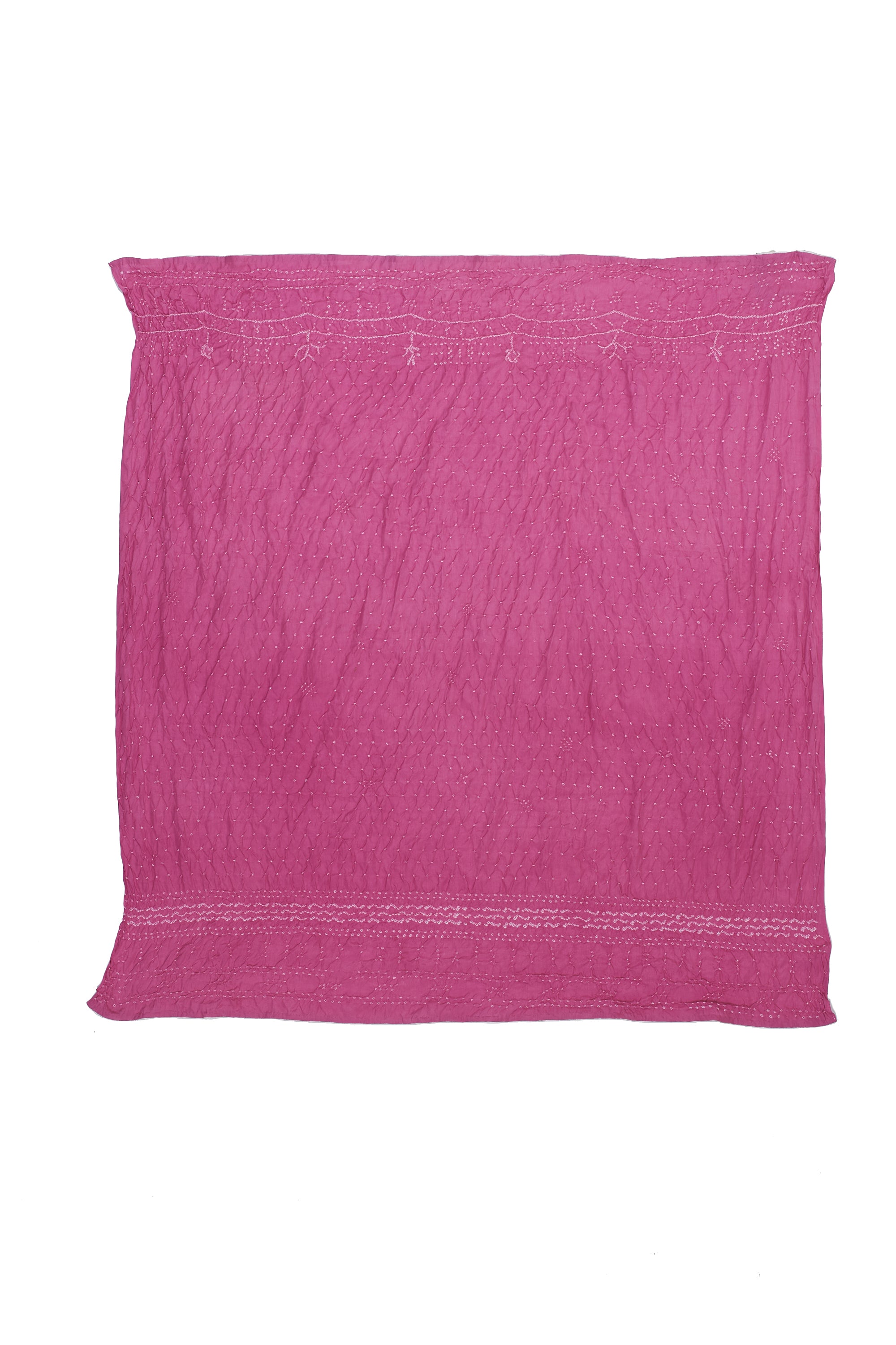 FUSCHIA PINK SILK WITH BANDHANI SCARF