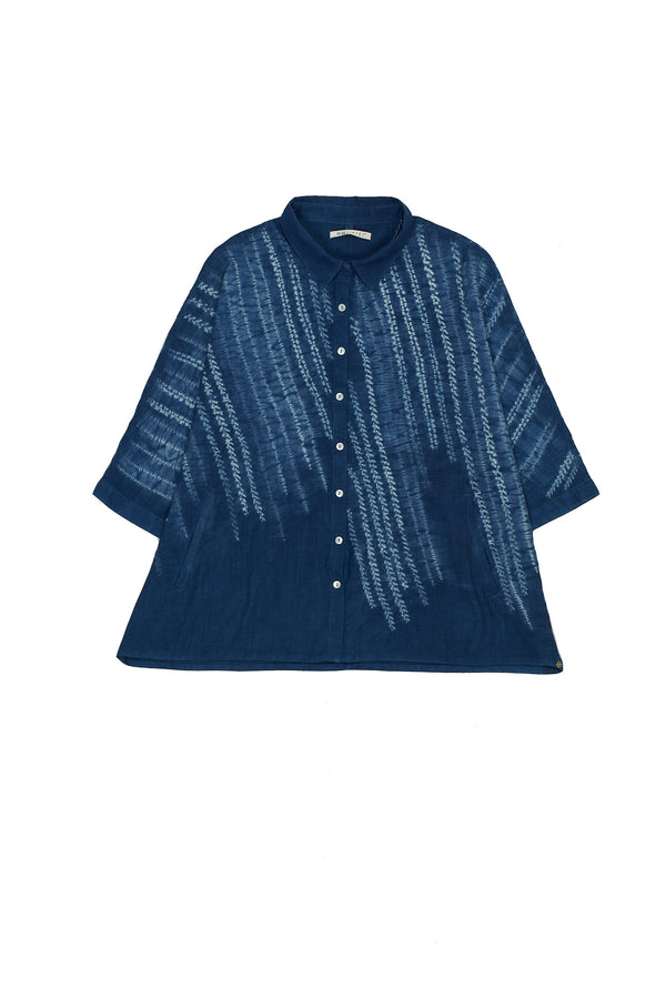 Indigo Shibori Cotton Shirt